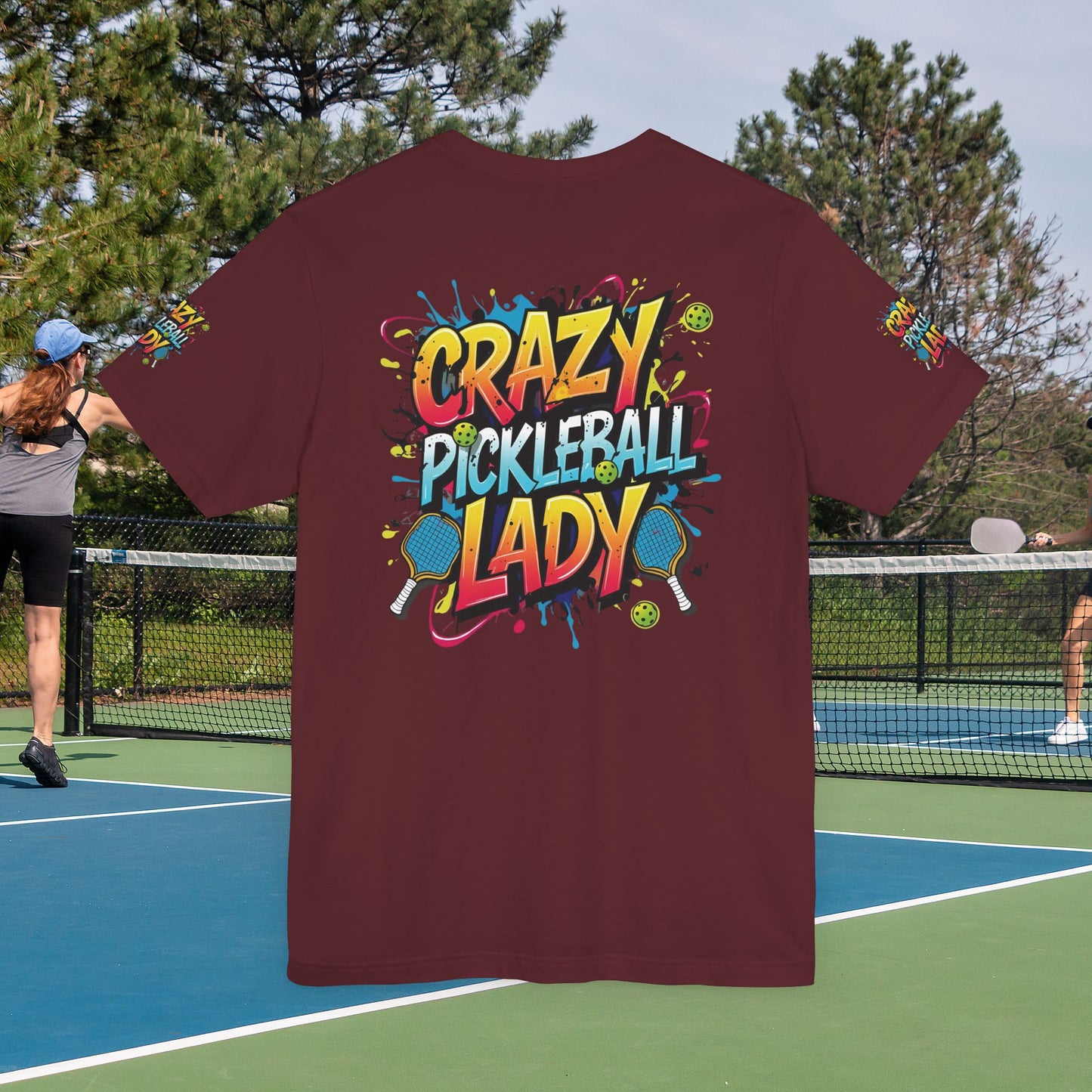 Eye-Catching Crazy Pickleball Lady T-Shirt - Fun Graphic Tee for Pickleball Enthusiasts Sizes XS-5XL