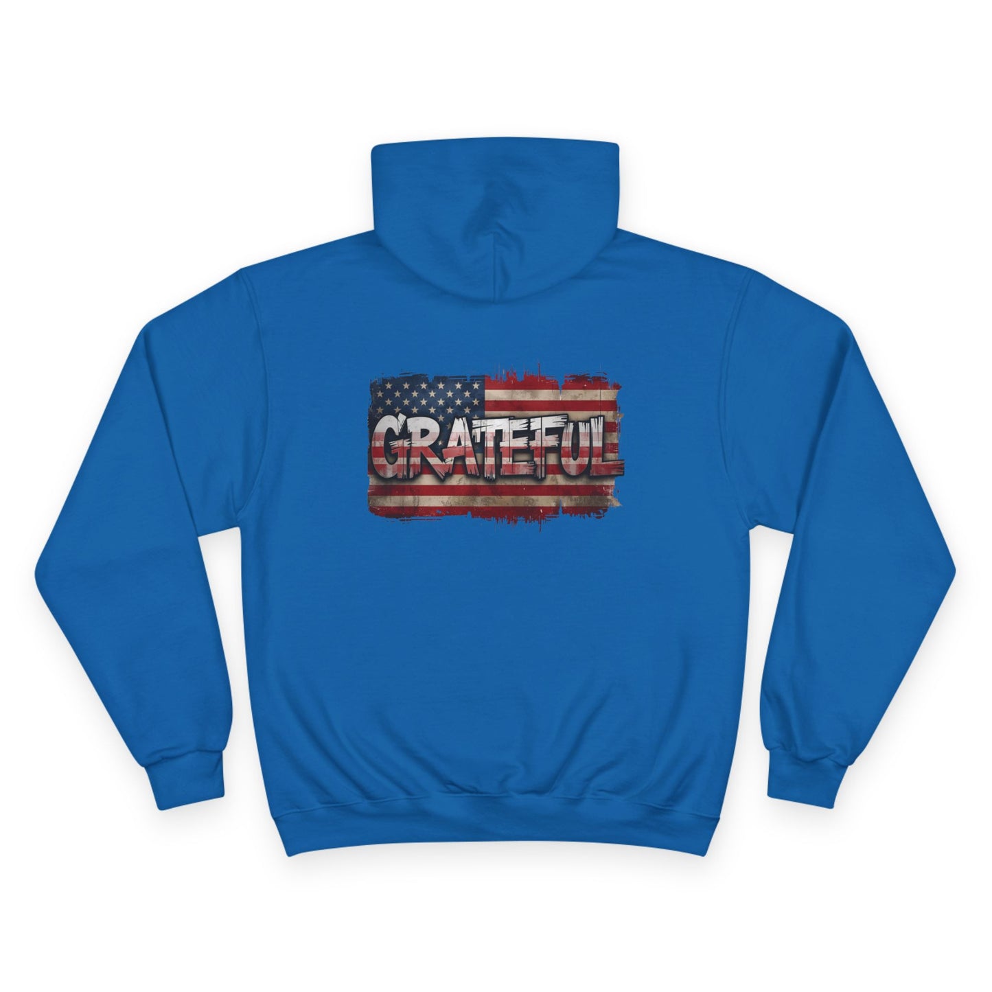 Champion Hoodie - Grateful American Flag - Red White Blue Backdrop
