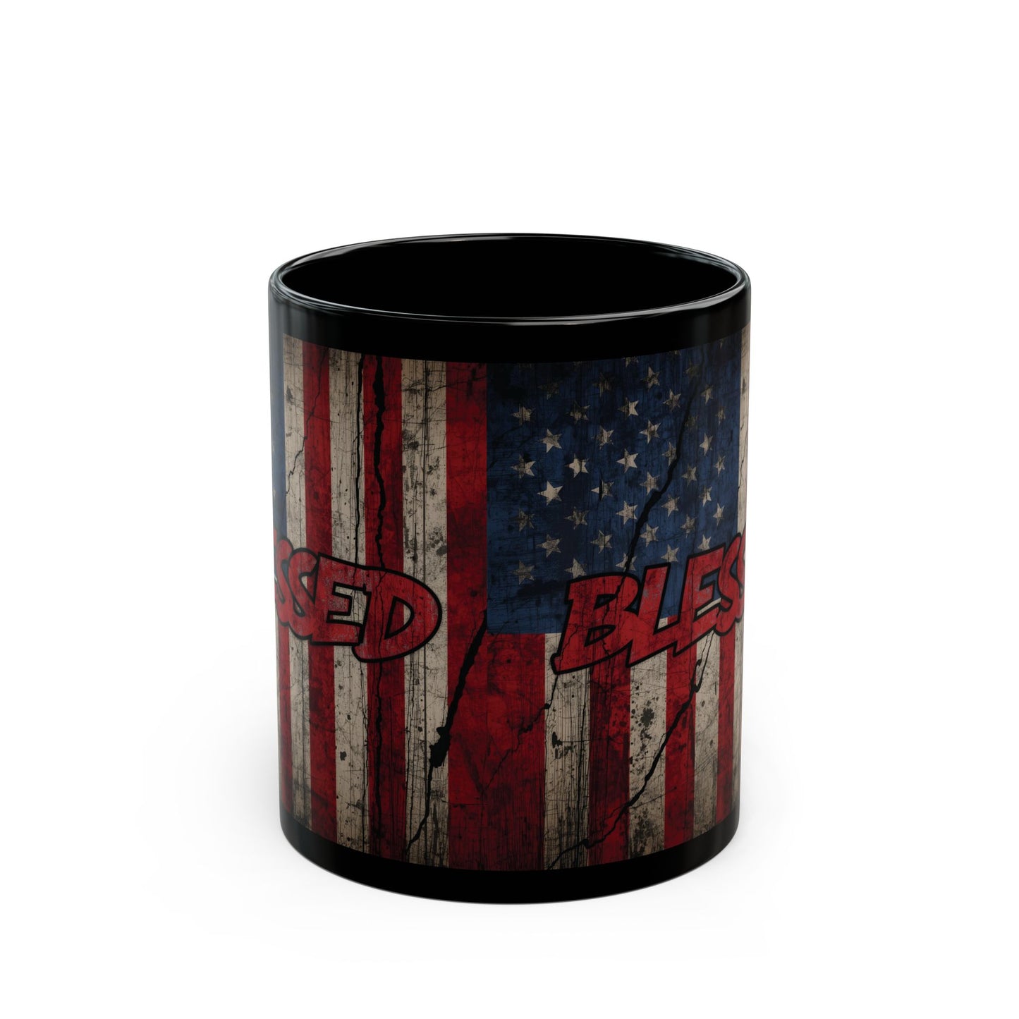 Sleek Patriotic Blessed Mug - 11oz & 15oz - American Flag Design, Perfect for Gifts, Coffee Lovers, July 4th, Home Decor, Rustic Style