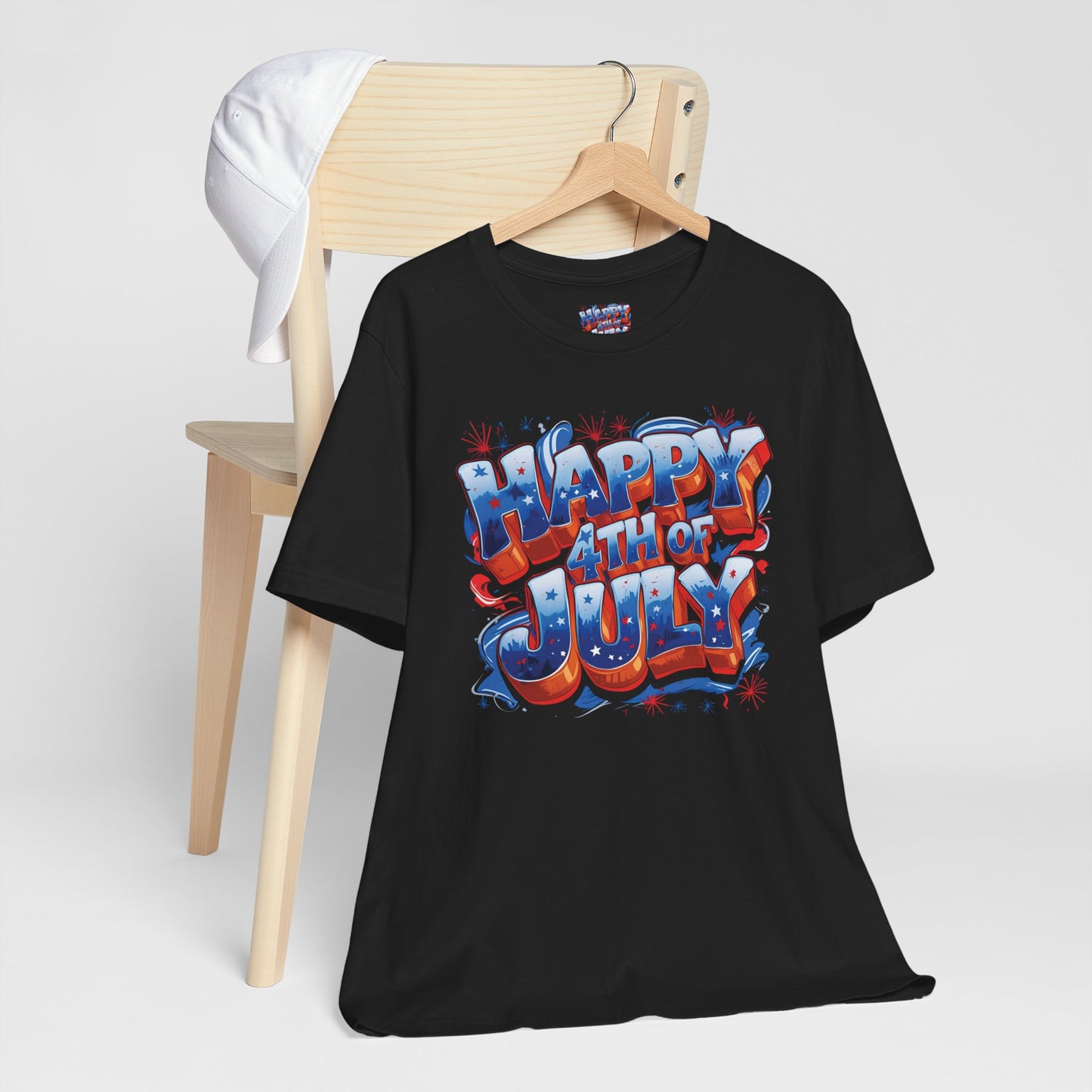 Happy 4th Of July, Print Design T-Shirt, Independence Day, American Flag, Bald Eagle, Red White Blue