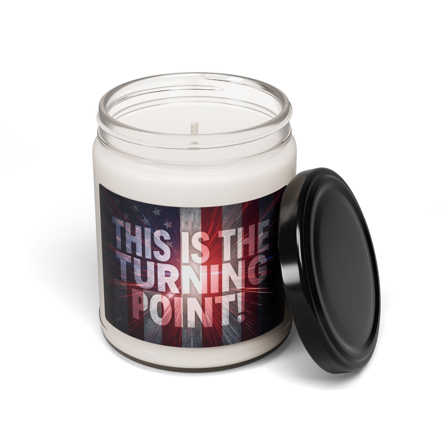 This Is The Turning Point! - Red White Blue - American Flag Backdrop Design - Scented Patriotic Candle - 8 Scented - 1 Unscented - 9oz - Burn Time 50-60 Hours - Reusable Glass Vessel