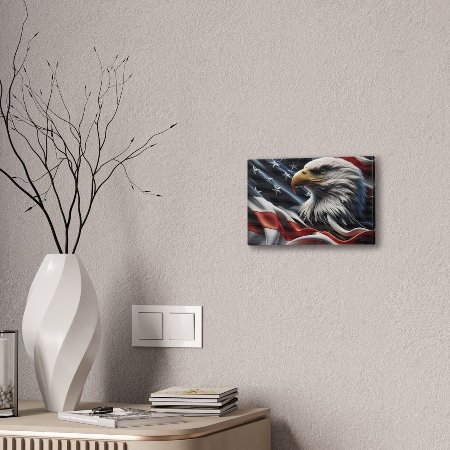 Patriotic Canvas Wall Art, American Eagle & Flag Print, Home Decor for Veterans, Memorial Day, Independence Day, Gifts