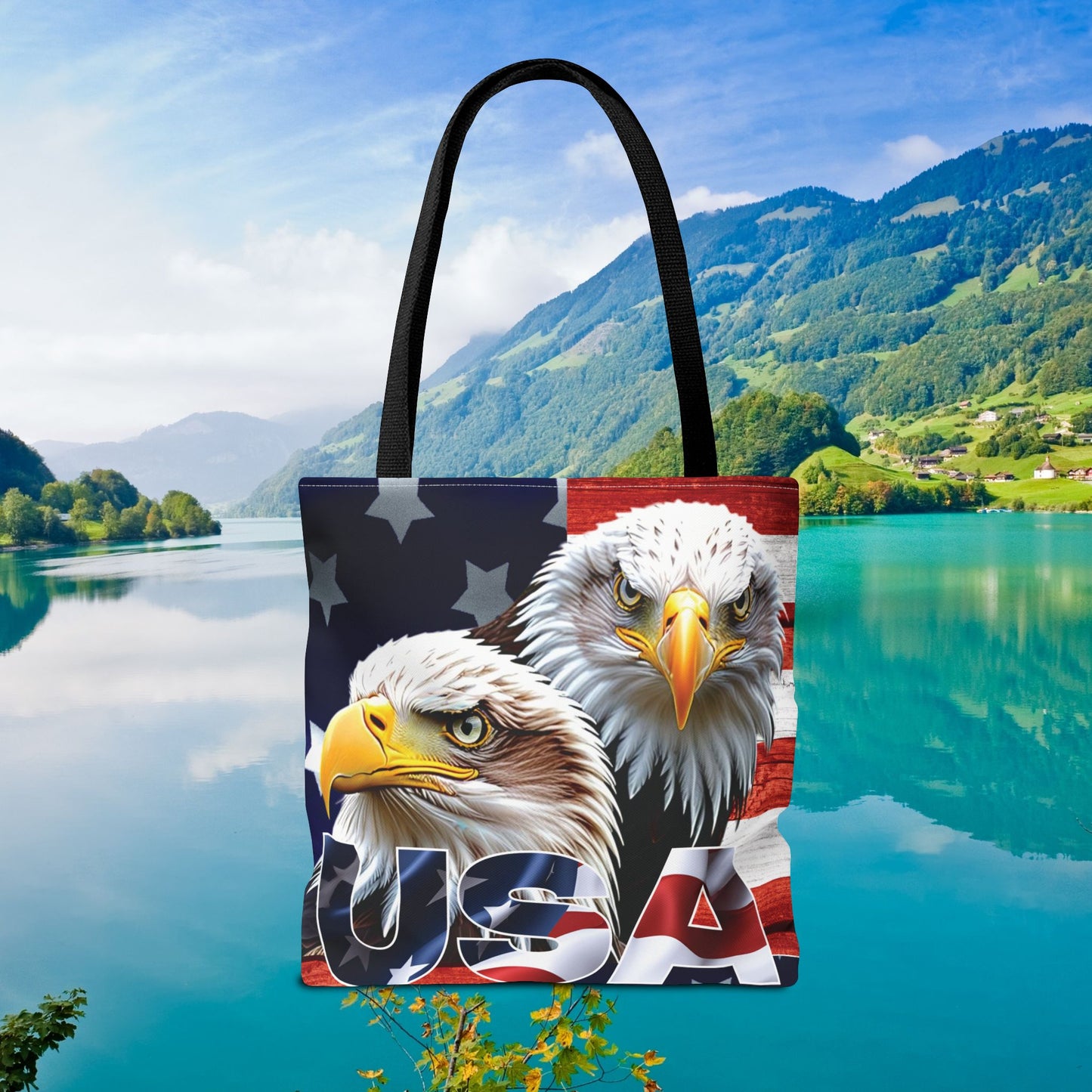๐บ๐ธ Patriotic ๐บ๐ธ USA ๐บ๐ธ Bald Eagles ๐บ๐ธ Tote Bag ๐บ๐ธ All Over Print ๐บ๐ธ American Flag Design ๐บ๐ธ Five Different Handle Colors ๐บ๐ธ Red ๐บ๐ธ Navy ๐บ๐ธ Black ๐บ๐ธ Beige ๐บ๐ธ White