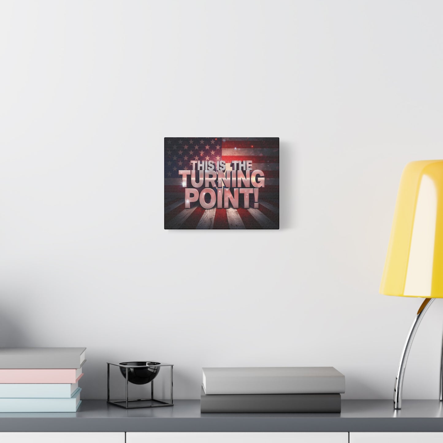 Gallery Wrapped Canvas Wall Art - Charlie Kirk Inspired - This Is The Turning Point! - Red White Blue - American Flag Backdrop Design - Multiple Sizes -