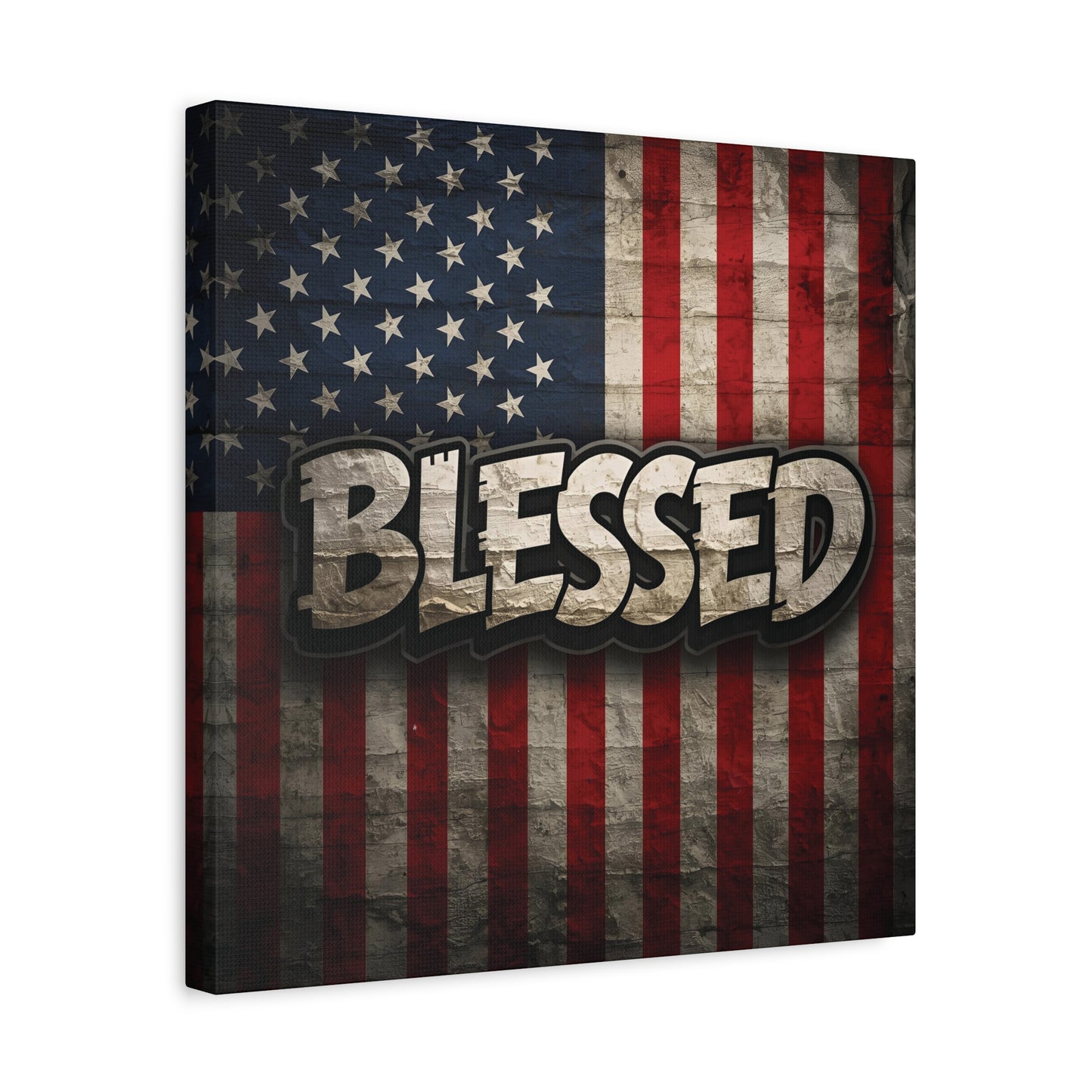 Blessed American Flag Canvas Wall Art, Patriotic Home Decor, Inspirational Gift, Rustic Wall Decor, Americana Artwork