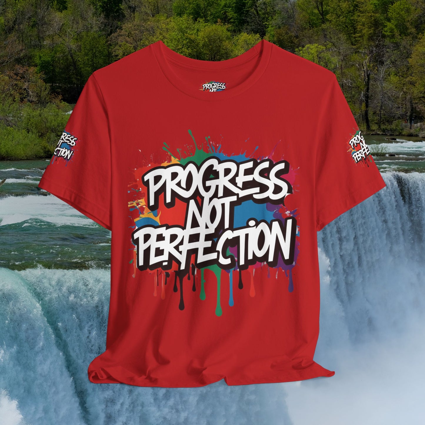 💥 Vibrant 💥 Eye-catching 💥 Motivational 💥 All Over Print 💥 Unisex T-shirt 💥 Progress Not Perfection 💥 Art-Inspired 💥 Apparel 💥 Sizes XS x 4XL 💥