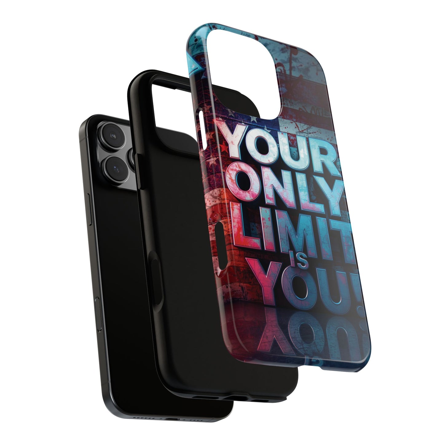 Tough Cases Phone Case -Your Only Limit Is You! Motivational Design, Inspirational Gift, Customizable Cover, USA Flag, Adventure Vibes
