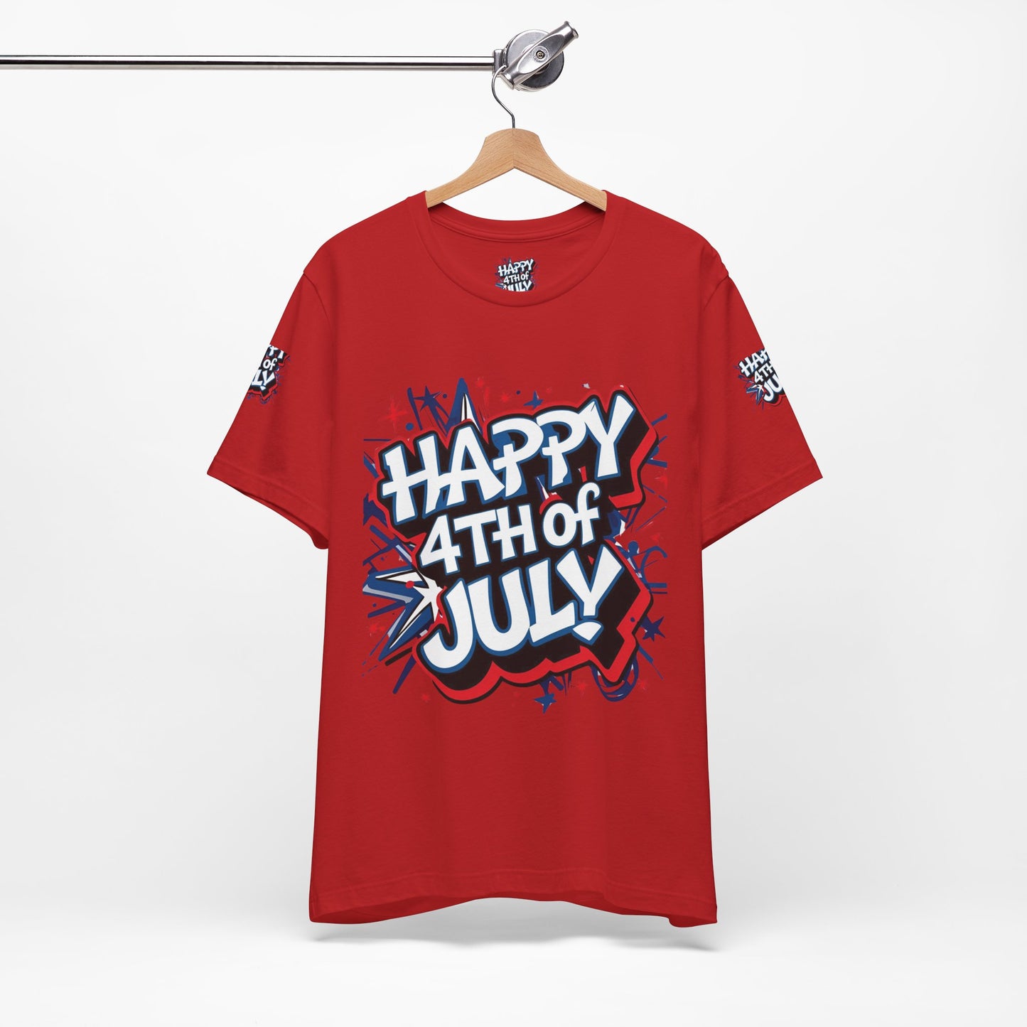 Happy 4th Of July Unisex Jersey Short Sleeve Tee, Independence Day T-Shirt, Patriotic Shirt, Red White Blue Tee, USA Celebration Top