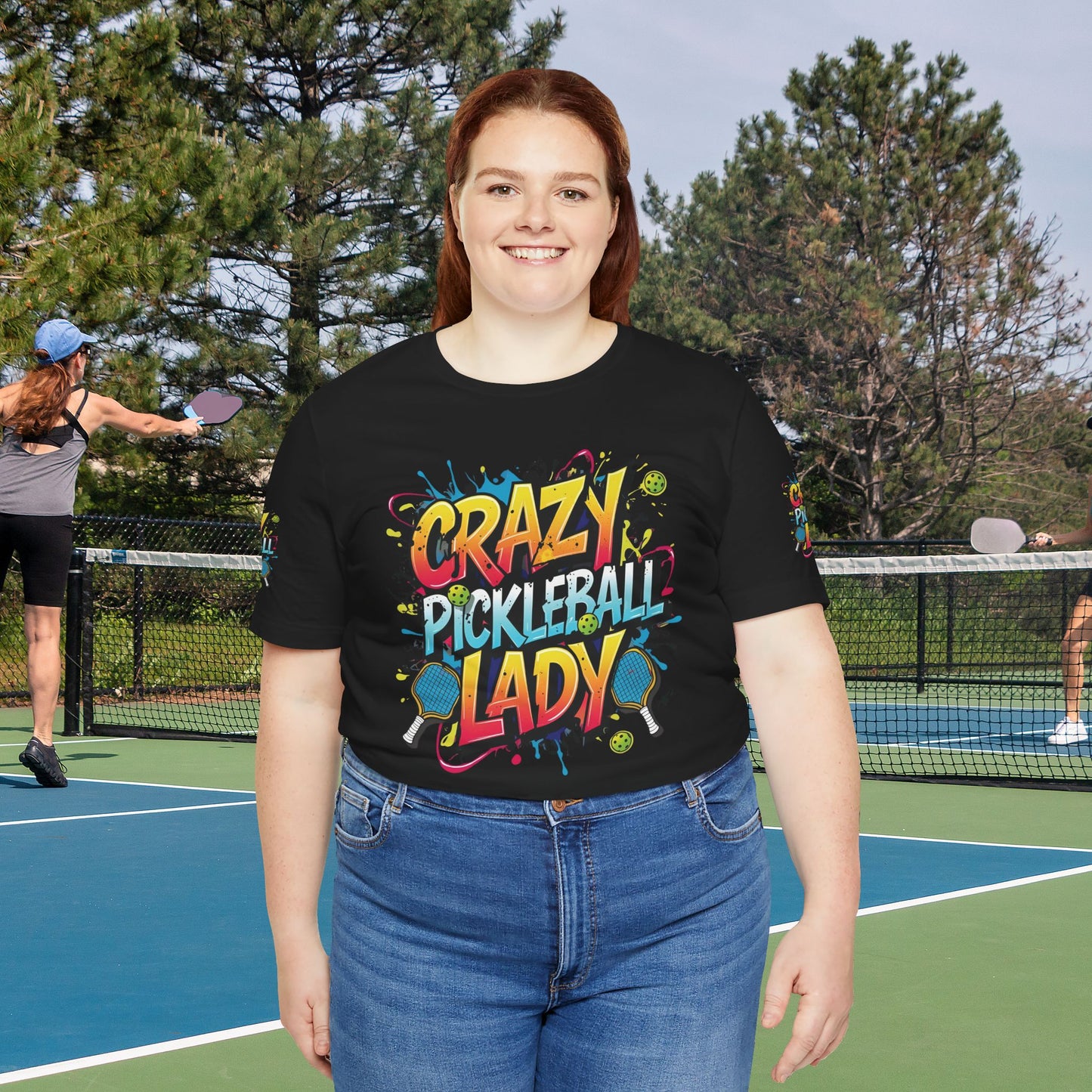 Eye-Catching Crazy Pickleball Lady T-Shirt - Fun Graphic Tee for Pickleball Enthusiasts Sizes XS-5XL