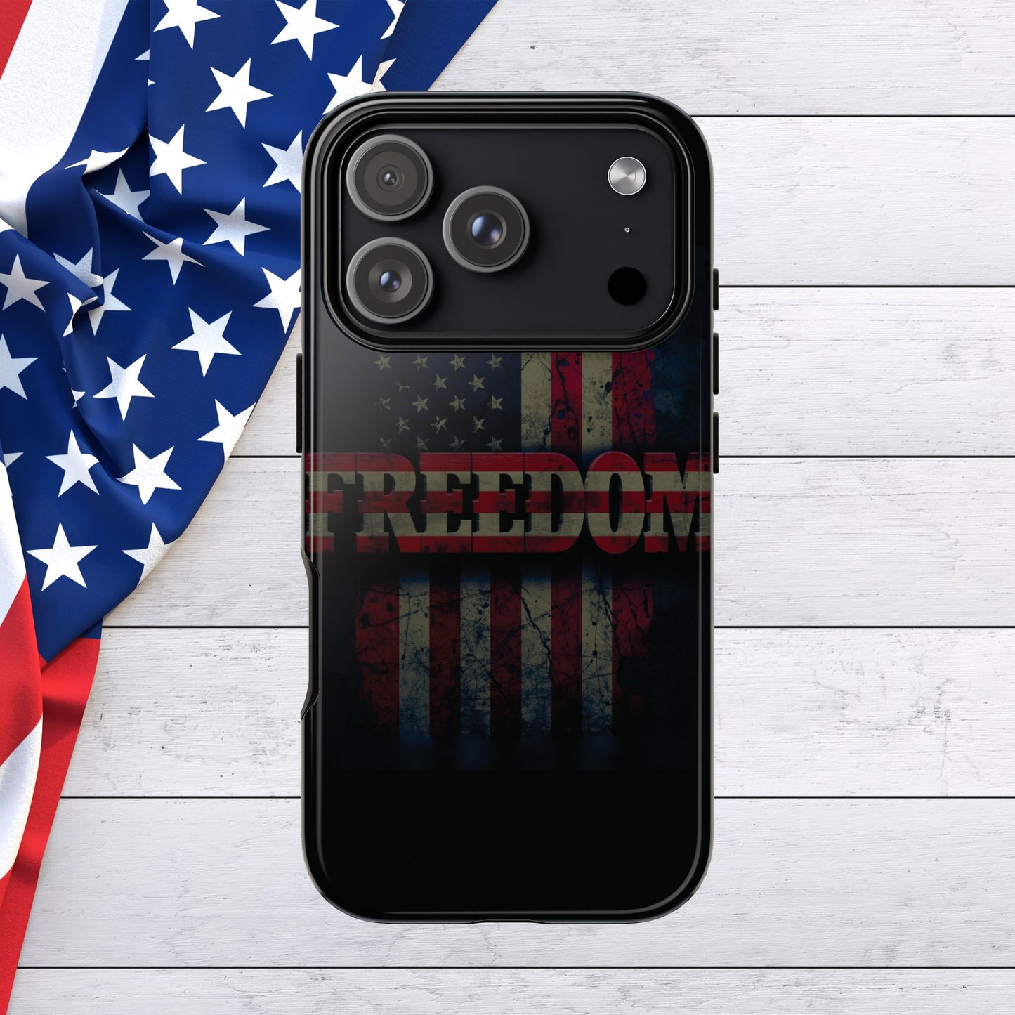 Sleek - Patriotic - 17 Series - Phone Cases - Freedom Design Cover for iPhone - American Flag Accessory - Red White & Blue - Bold Tough Cases - Gift for Veterans - Holiday Gift -