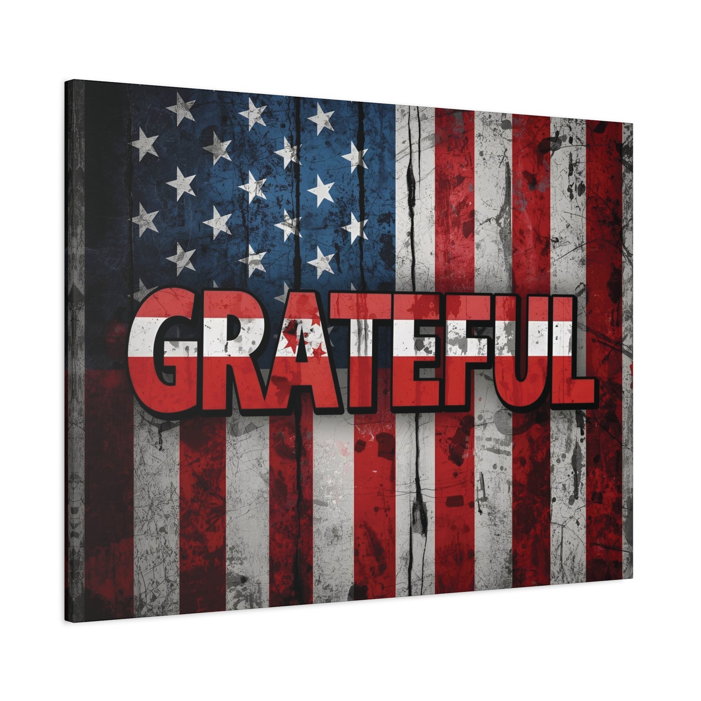 Grateful American Flag Wall Art | Patriotic Canvas Decor, Home Wall Decor, Inspirational Gift, 4th of July Decoration, Veteran's Day