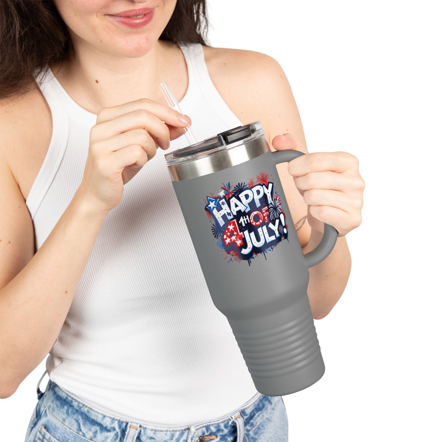 Patriotic Insulated Travel Mug - 40oz - Perfect for 4th of July Celebrations, BBQs, Camping, Family Gatherings, Gifts!
