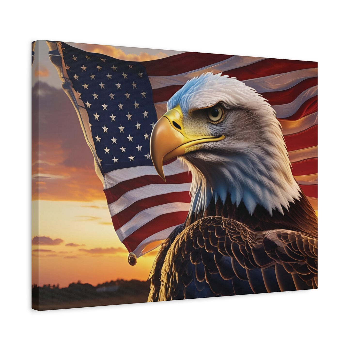 Patriotic Red Eagle Canvas Wall Art, Stretched Eagle Art - Red White Blue - American Flag Decor - Veteran's Day Gift - 4th of July Decoration, Home Gallery Wall