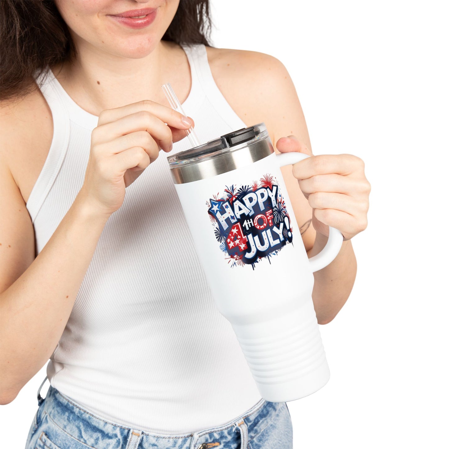 Patriotic Insulated Travel Mug - 40oz - Perfect for 4th of July Celebrations, BBQs, Camping, Family Gatherings, Gifts!