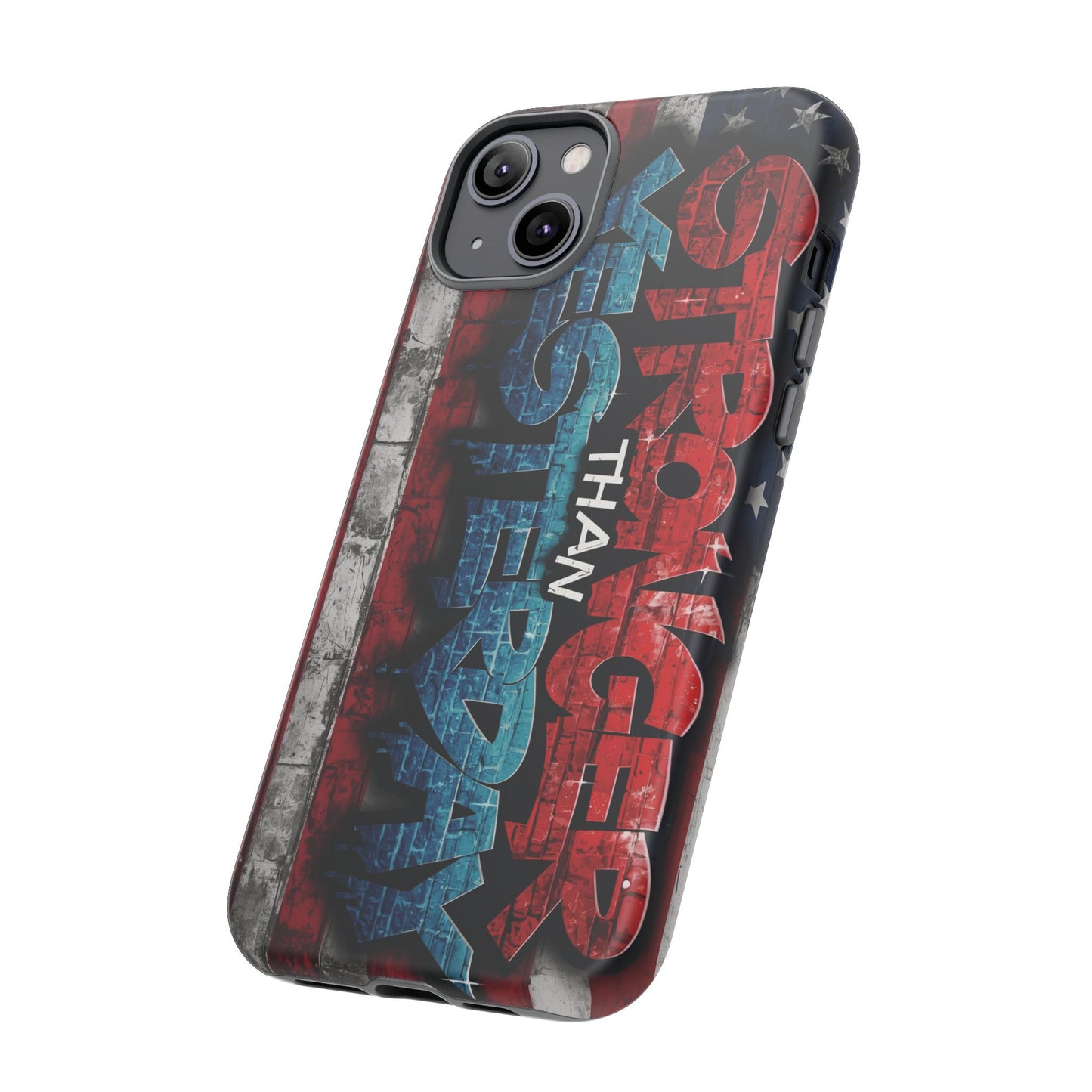 Stronger Than Yesterday Iphone Case, Motivational Phone Cover, USA Flag Design, Gift for Fitness Enthusiasts, Inspirational Phone Accessory