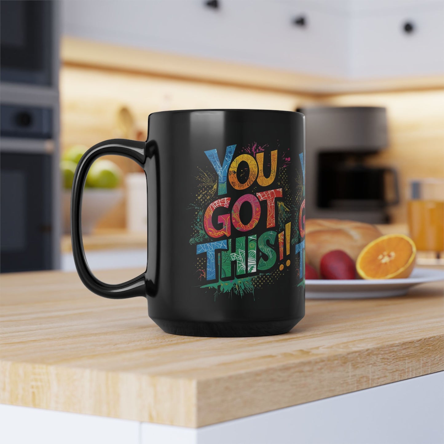 You Got This!! Motivational Mug – Glossy Black Ceramic 11oz & 15oz – Inspirational Coffee Cup for Office, Gym, Students, Friends – Microwave & Dishwasher Safe