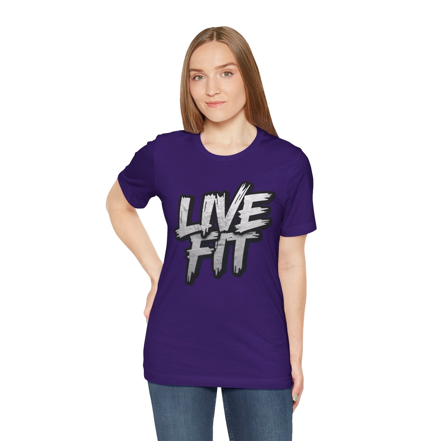 LIVE FIT Unisex Jersey Tee - Fitness Shirt - XS - 4XL - Workout Apparel - Motivational T-Shirt - Casual Wear - Gift for Fitness Enthusiasts