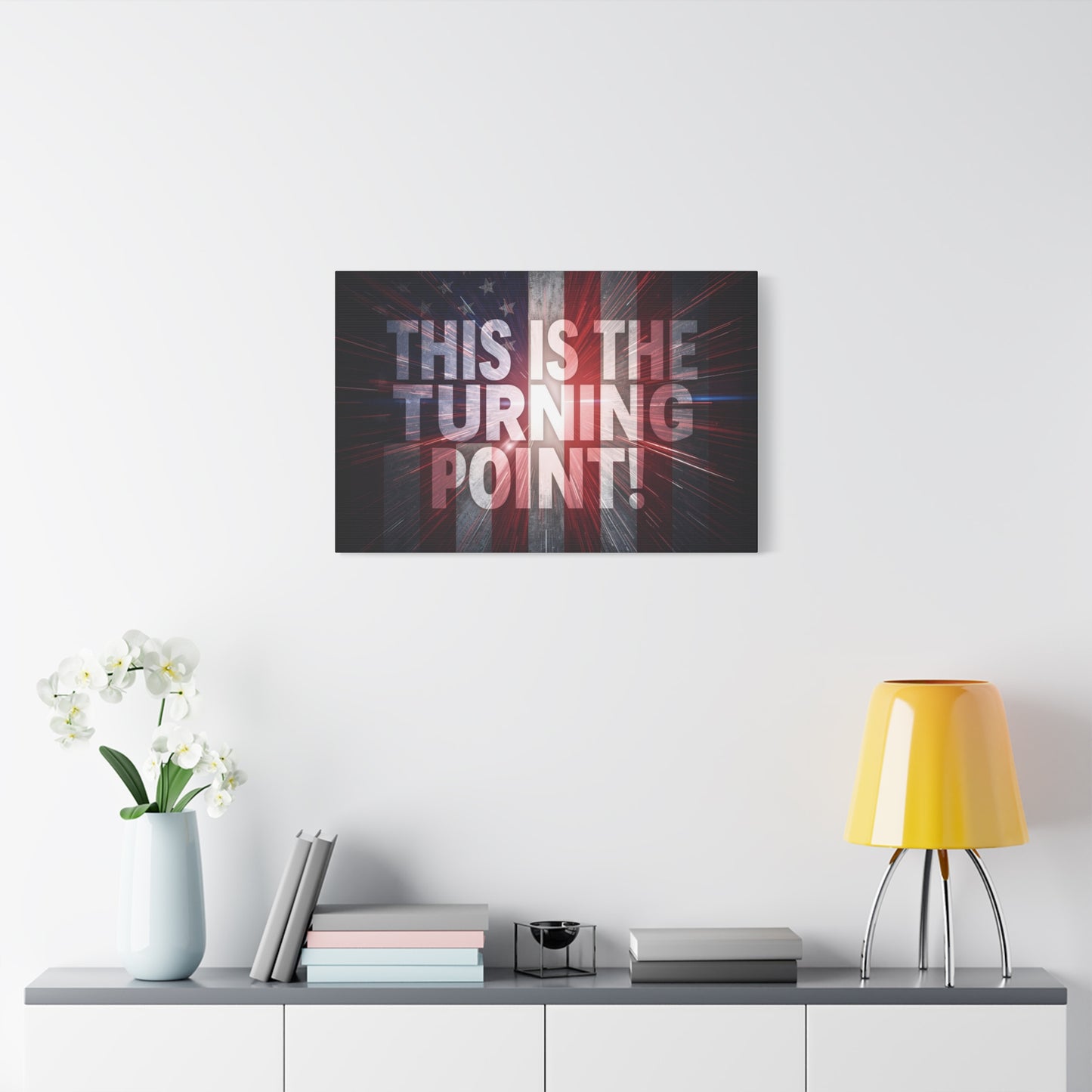 Charlie Kirk - This Is The Turning Point! - Red White Blue - Stunning American Flag Backdrop Design - Patriotic - Motivational Wall Art - Canvas - Multiple Sizes