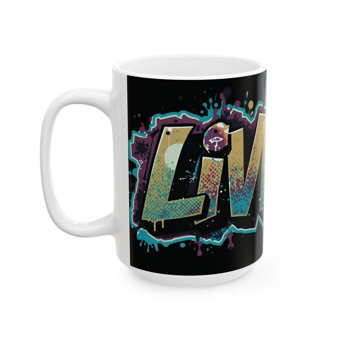 Vibrant - Live Fit Design - White Ceramic Mug - 2 Convenient Sizes - 11oz - 15oz -