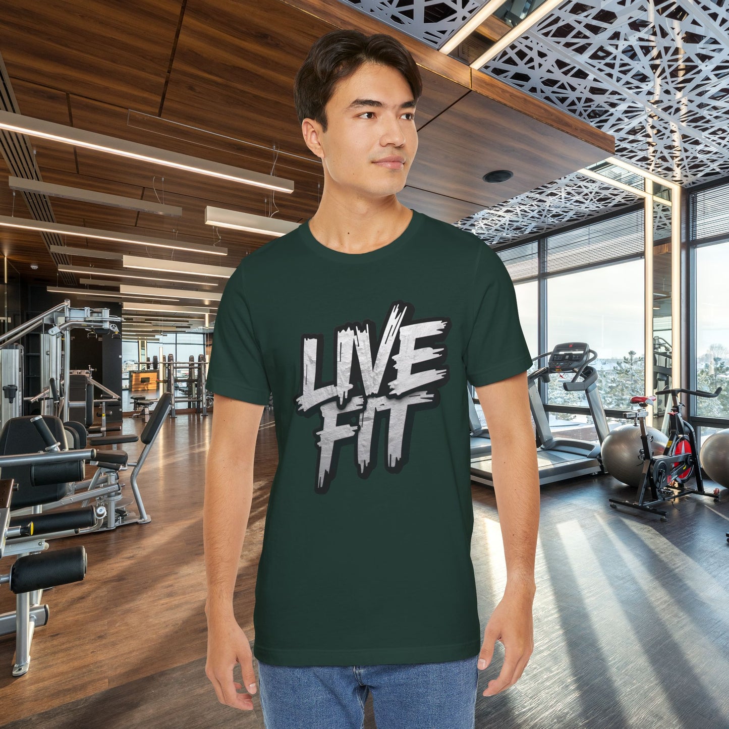 LIVE FIT Unisex Jersey Tee - Fitness Shirt - XS - 4XL - Workout Apparel - Motivational T-Shirt - Casual Wear - Gift for Fitness Enthusiasts