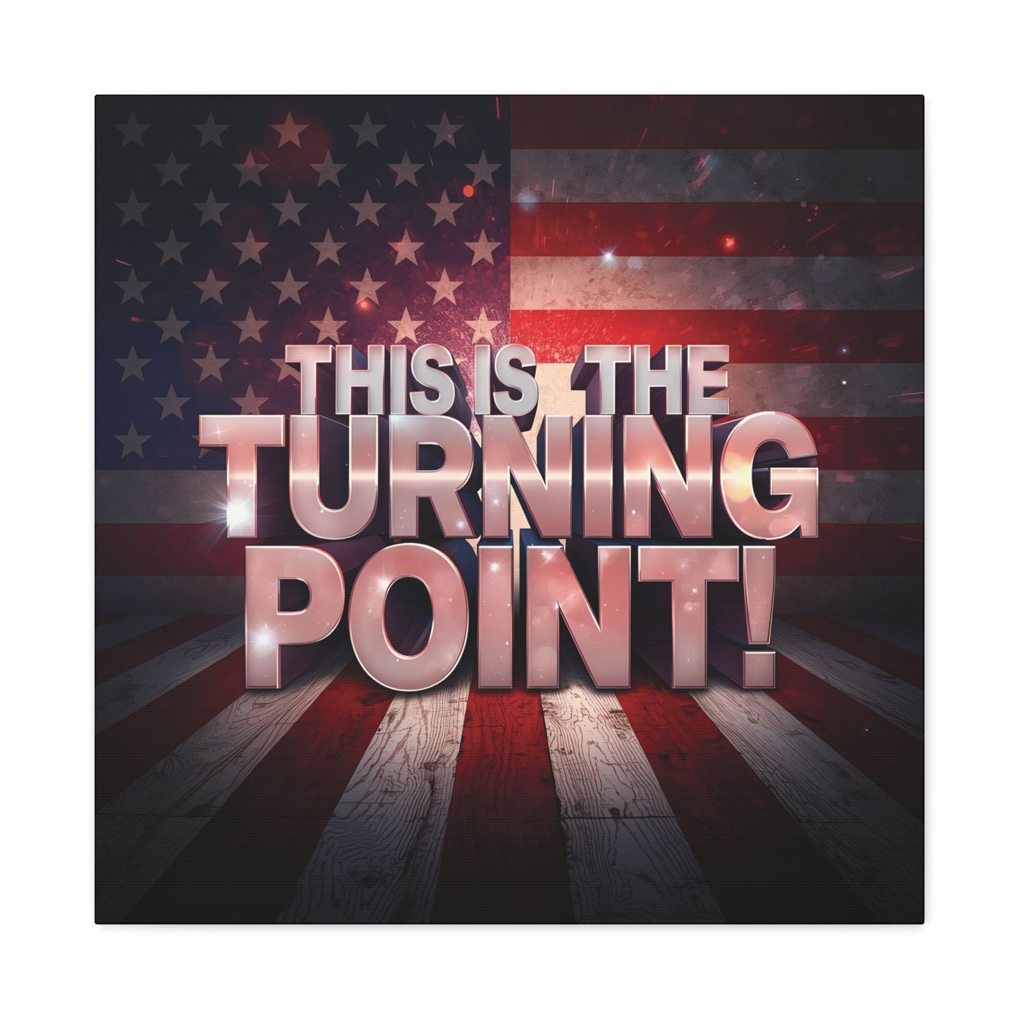 Gallery Wrapped Canvas Wall Art - Charlie Kirk Inspired - This Is The Turning Point! - Red White Blue - American Flag Backdrop Design - Multiple Sizes -
