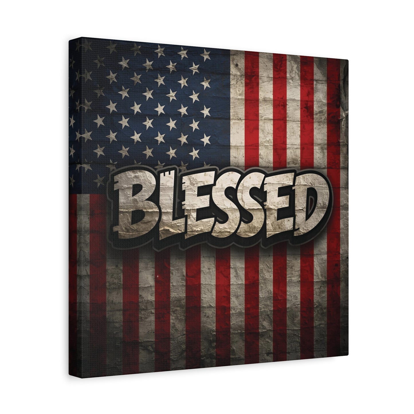 Blessed American Flag Canvas Wall Art, Patriotic Home Decor, Inspirational Gift, Rustic Wall Decor, Americana Artwork