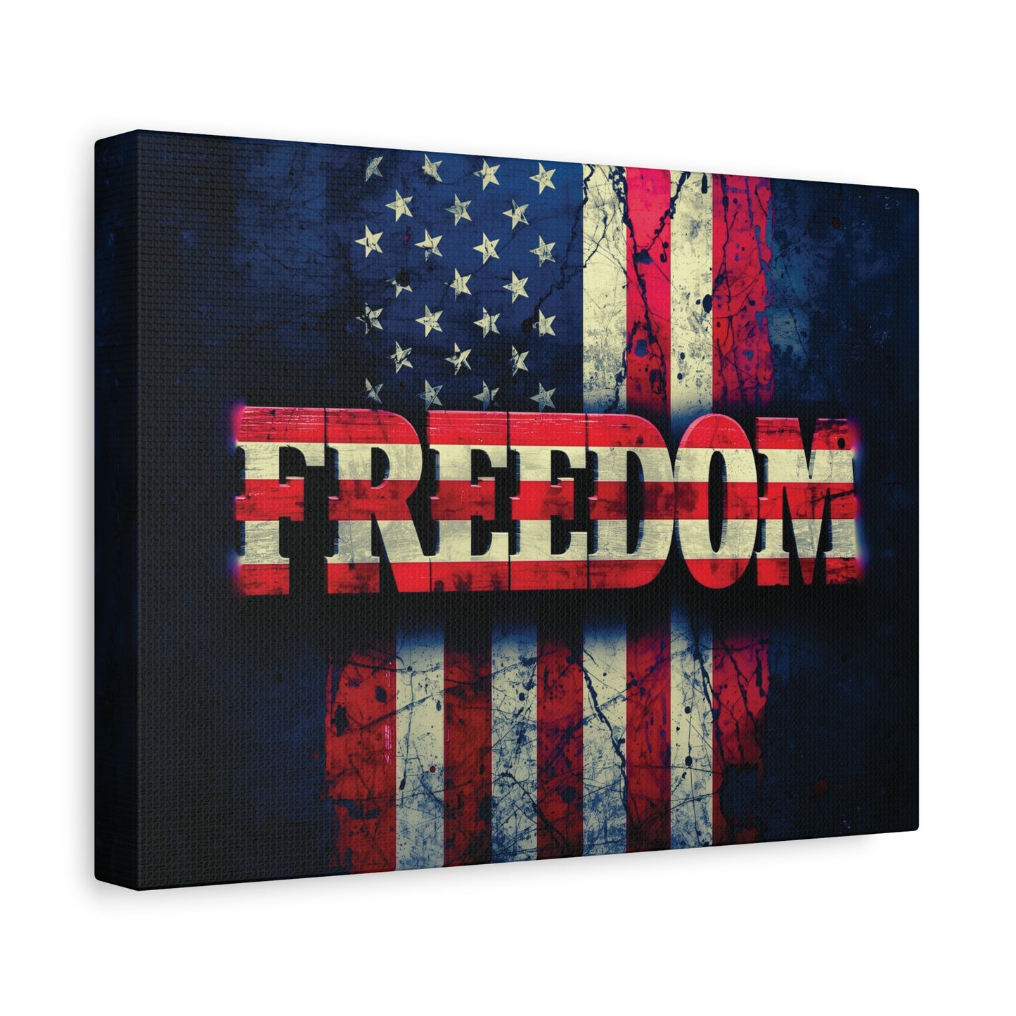 Patriotic Wall Art Print - Freedom Design Canvas Decor - American Flag Red White & Blue Artwork - Christmas Gifts - Independence Day Decoration - Home Gallery Piece -