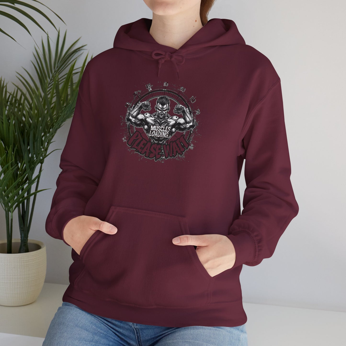 Unisex - Muscles Loading…Please Wait - Heavy Blend™ Hooded Sweatshirt - Motivational Fitness Hoodie - Workout Sweatshirt - Gym Apparel - Inspirational Gift - Holiday Gift