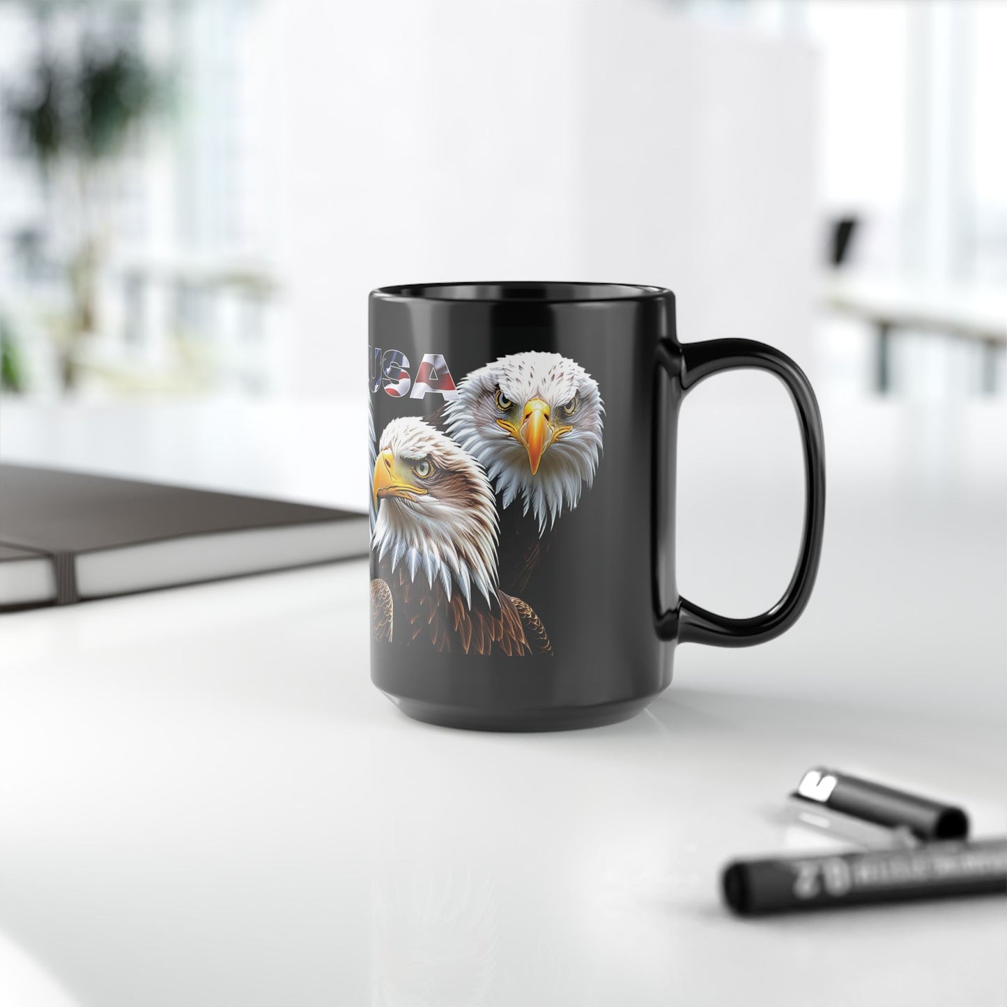 Majestic Bald Eagle Black Mug - Nature & Wildlife Design - 11oz/15oz