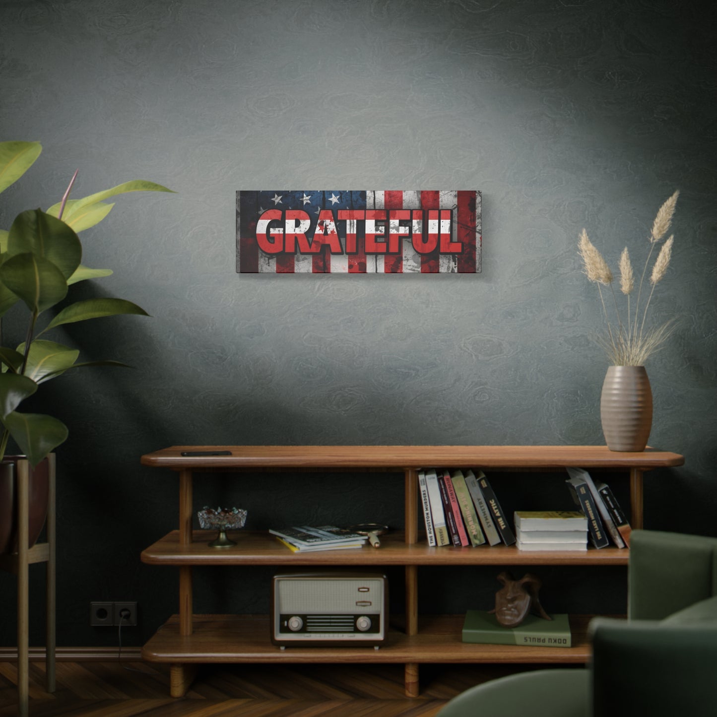 Grateful American Flag Wall Art | Patriotic Canvas Decor, Home Wall Decor, Inspirational Gift, 4th of July Decoration, Veteran's Day