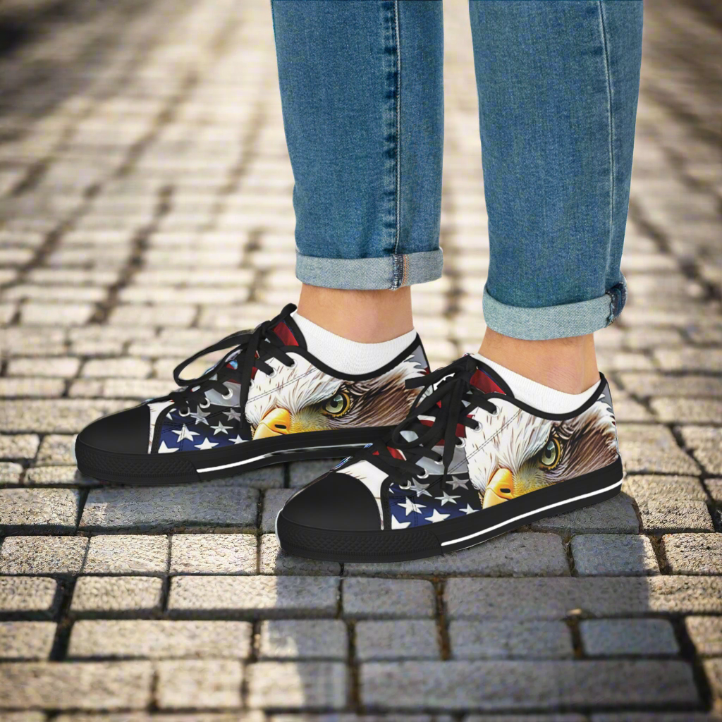 Unisex Sneakers - USA American Flag Patriotic Bald Eagle Design