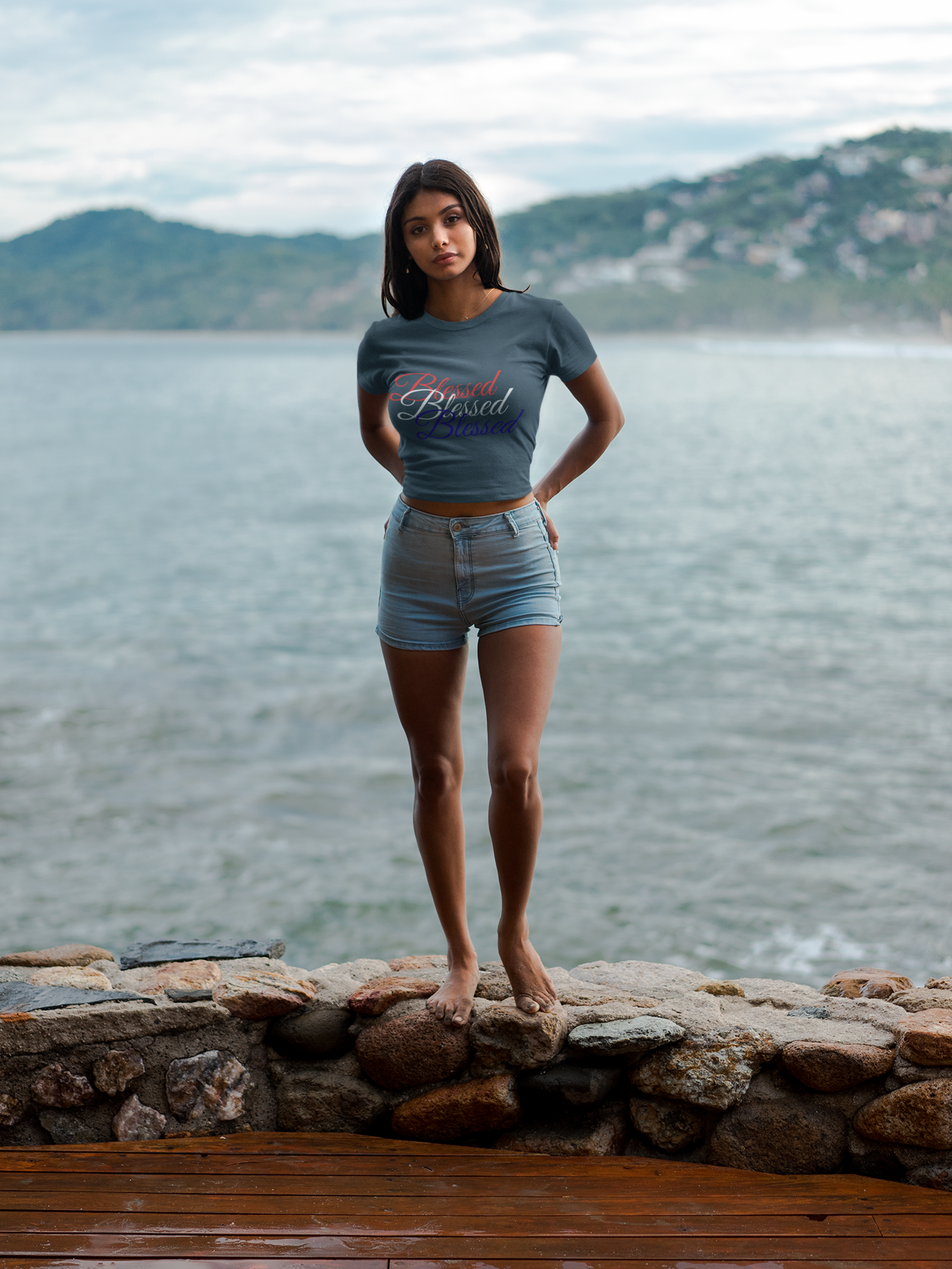 Red White Blue Blessed Design Unisex Tee