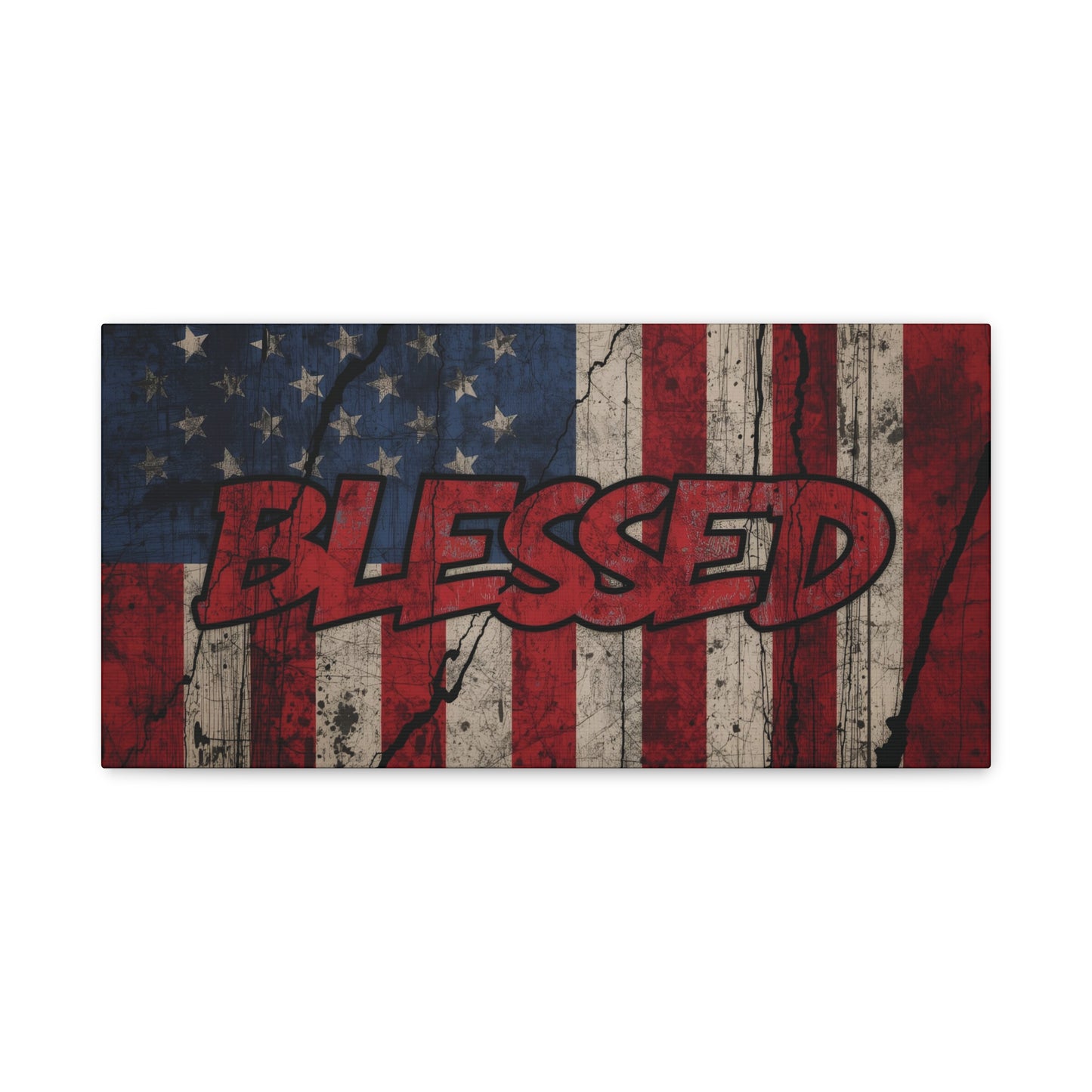 Blessed Patriotic Canvas Wall Art, Americana Decor, Home Wall Decoration, Rustic Flag Artwork, US Flag Decor