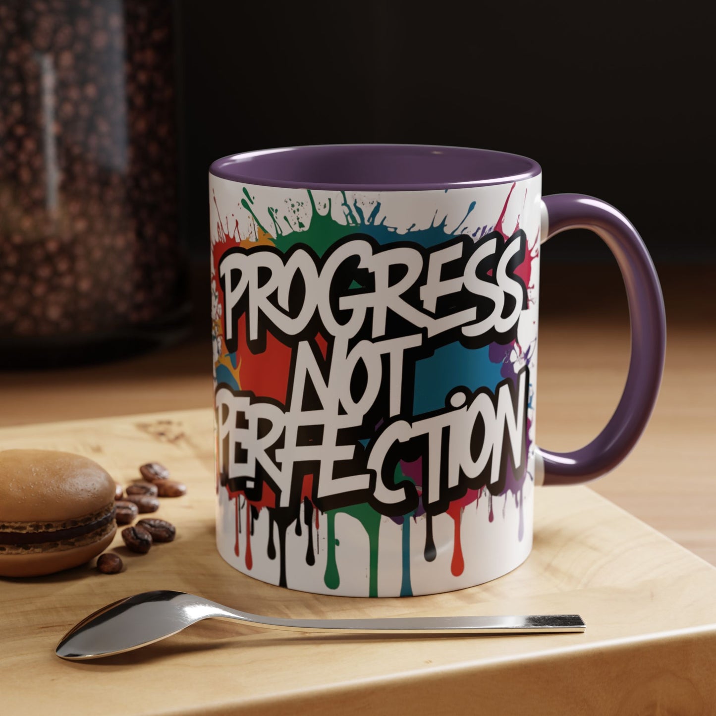 Vibrant Ceramic Mug Inspirational Let's Go! Graffiti Mug Coffee Mug Progress Not Perfection Sizes 11oz & 15oz Birthday Gift Graduation Gift 8 Different Color Options