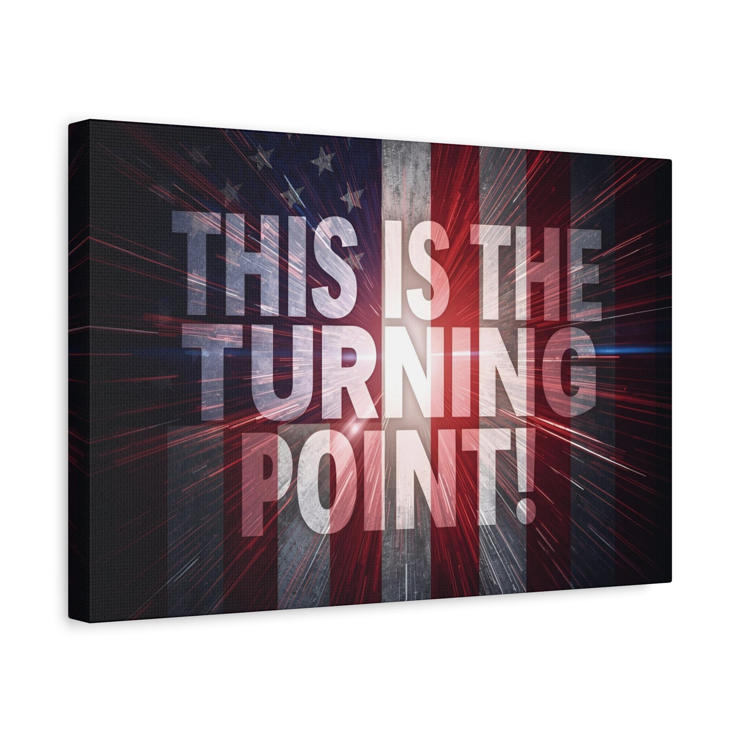 Charlie Kirk - This Is The Turning Point! - Red White Blue - Stunning American Flag Backdrop Design - Patriotic - Motivational Wall Art - Canvas - Multiple Sizes