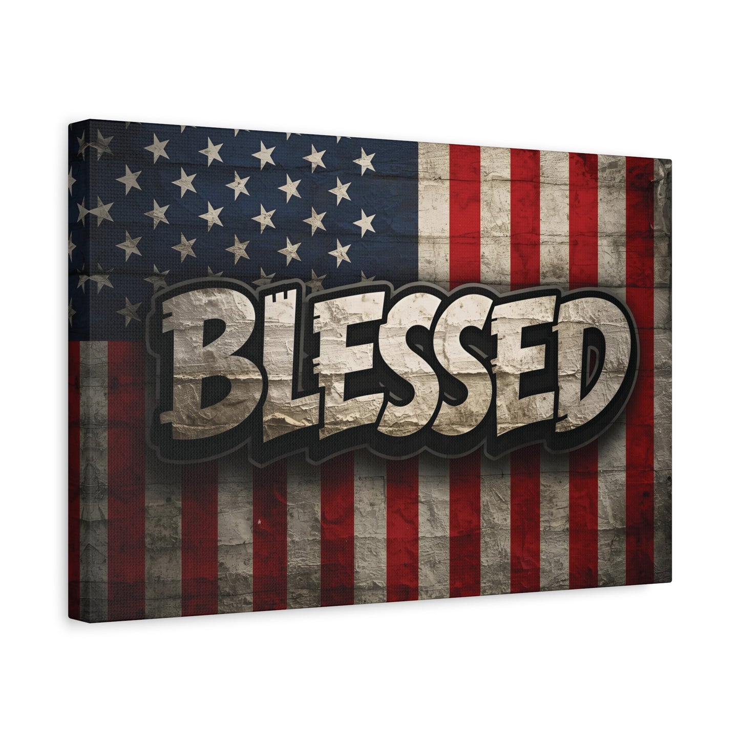 Blessed American Flag Canvas Wall Art, Patriotic Home Decor, Inspirational Gift, Rustic Wall Decor, Americana Artwork
