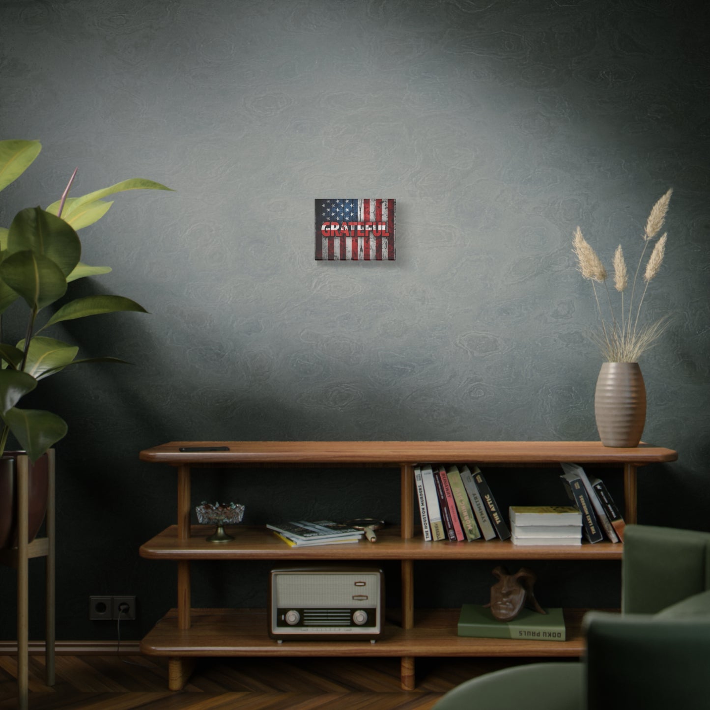 Grateful American Flag Wall Art | Patriotic Canvas Decor, Home Wall Decor, Inspirational Gift, 4th of July Decoration, Veteran's Day
