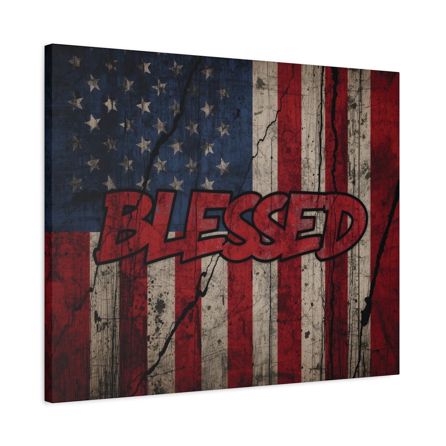 Blessed Patriotic Canvas Wall Art, Americana Decor, Home Wall Decoration, Rustic Flag Artwork, US Flag Decor