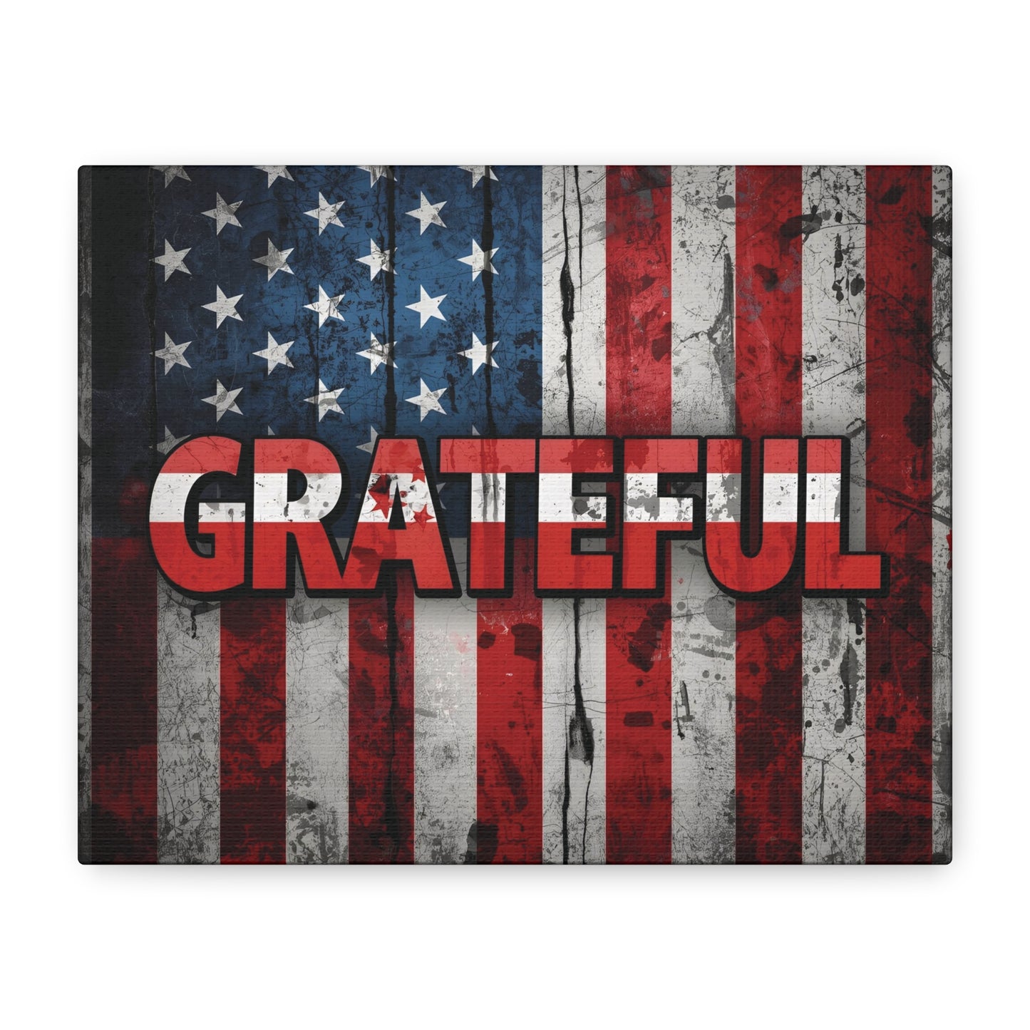 Grateful American Flag Wall Art | Patriotic Canvas Decor, Home Wall Decor, Inspirational Gift, 4th of July Decoration, Veteran's Day