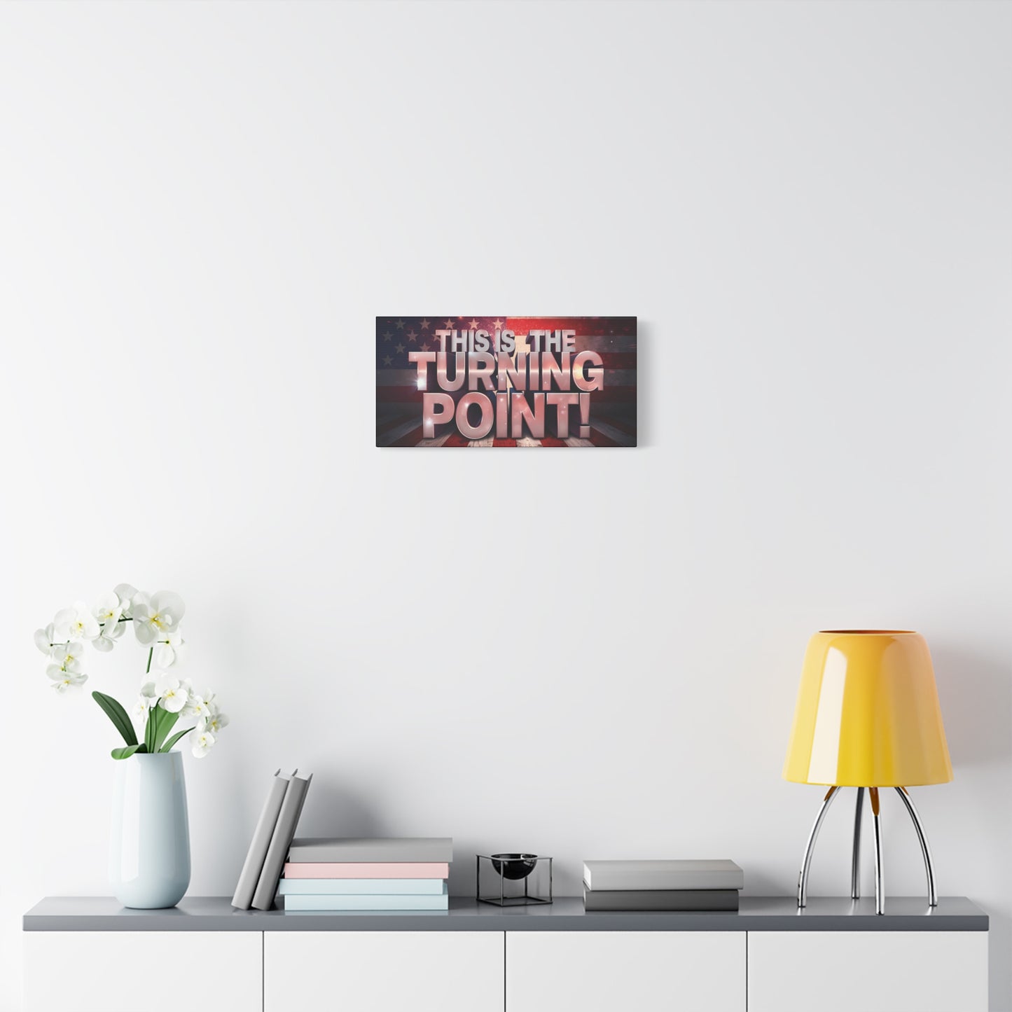 Gallery Wrapped Canvas Wall Art - Charlie Kirk Inspired - This Is The Turning Point! - Red White Blue - American Flag Backdrop Design - Multiple Sizes -