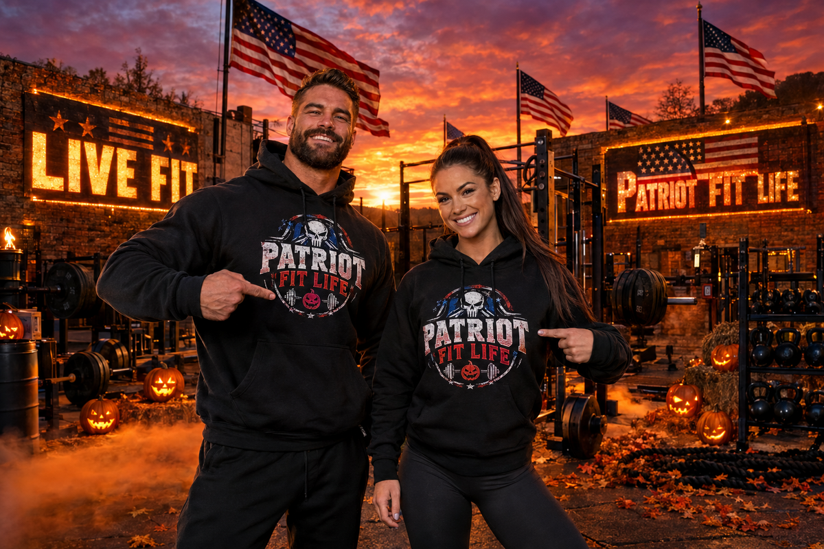 Halloween Patriot Fit Life Hoodie – American Flag Pumpkin Drip Graphic Pullover
