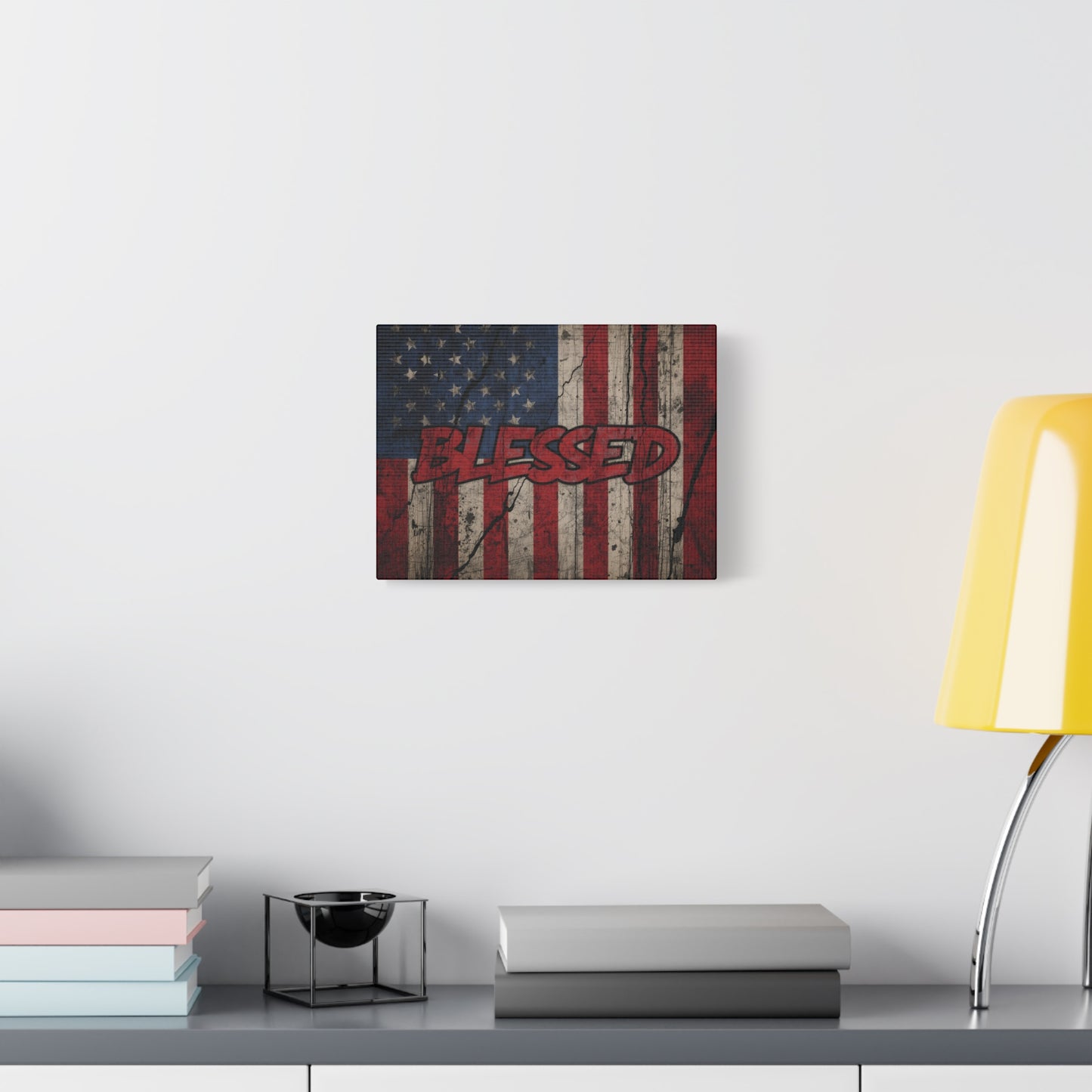 Blessed Patriotic Canvas Wall Art, Americana Decor, Home Wall Decoration, Rustic Flag Artwork, US Flag Decor