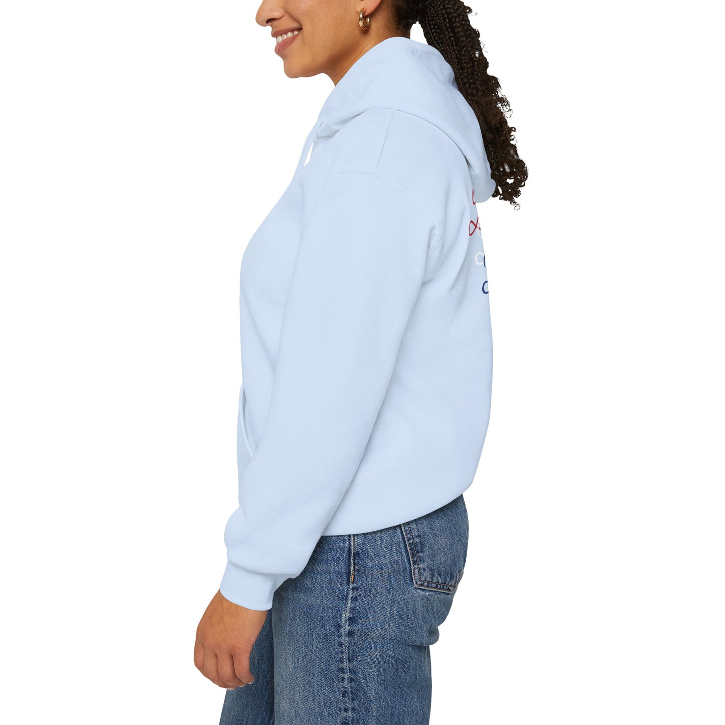 Blessed Hoodie – Patriotic Red, White & Blue Unisex Pullover Sweatshirt with Front & Back Print – Cozy, Positive Vibes Gift