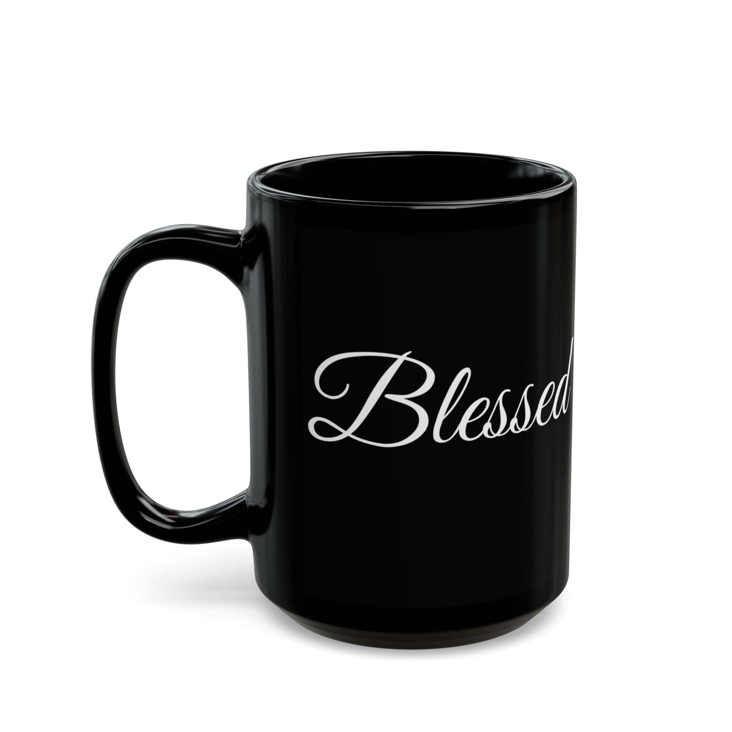 Inspirational Blessed White Print Black Mug 11oz & 15oz
