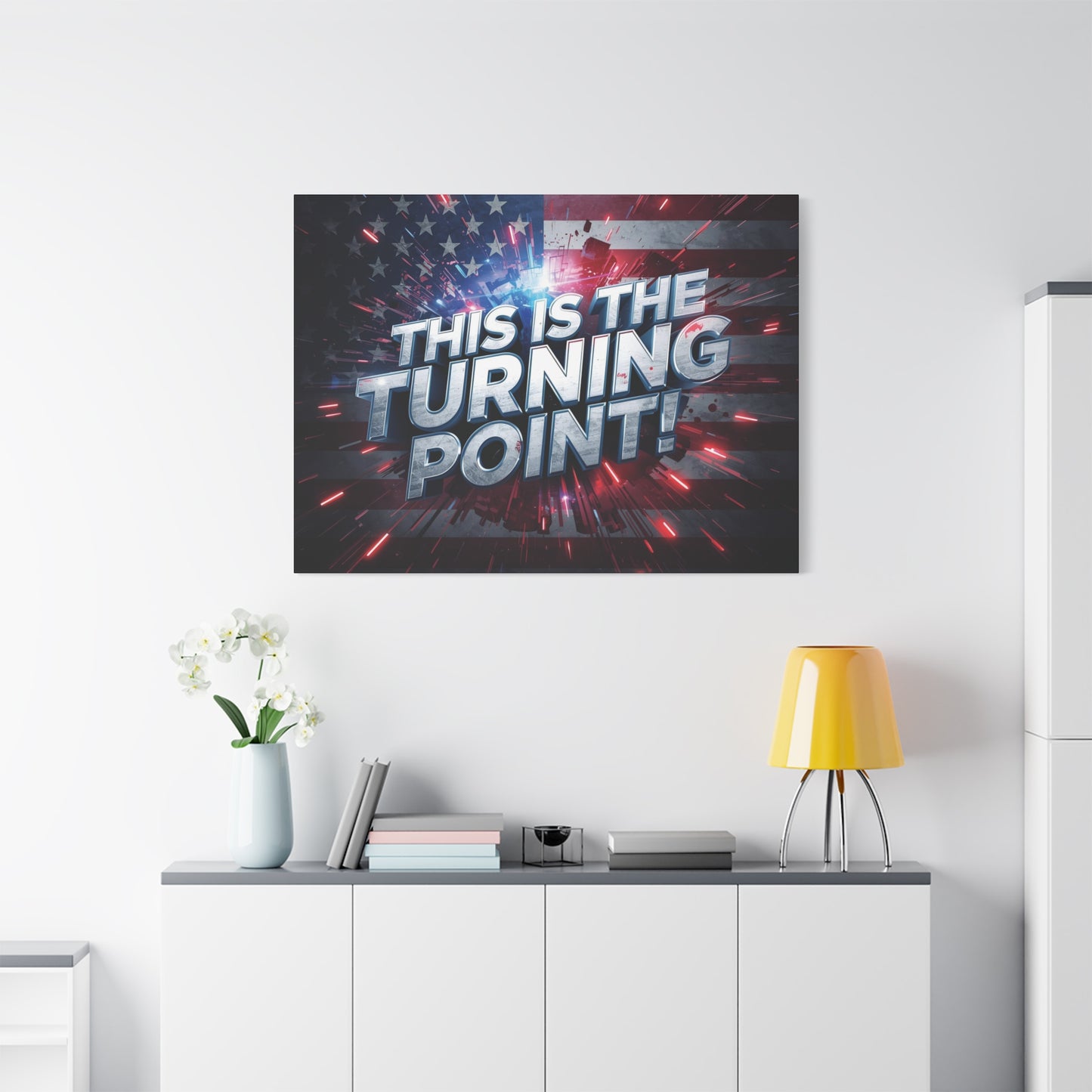 Canvas Print - Patriotic Wall Art - Stunning - Red White Blue - American Flag Backdrop - Charlie Kirk Inspired - This Is The Turning Point! - Multiple Sizes -