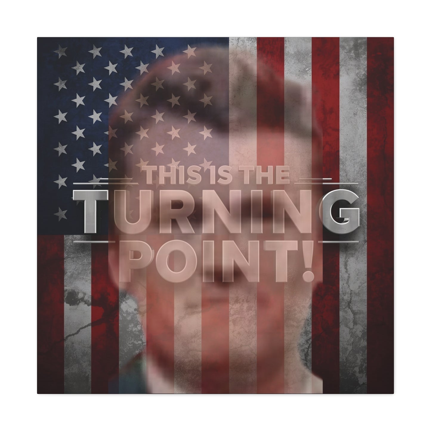Inspirational Gallery Wrap Canvas Wall Art - Motivational Home Decor - Charlie Kirk - This Is The Turning Point! Artwork - Unique Gift Idea - American Flag Backdrop Design
