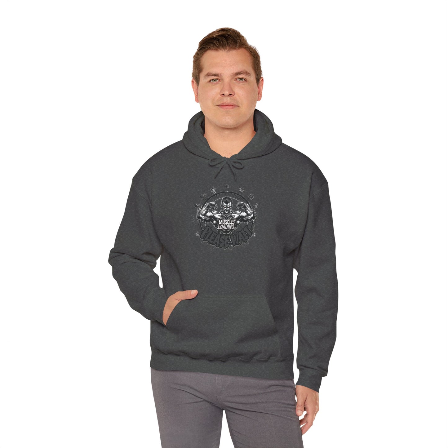 Unisex - Muscles Loading…Please Wait - Heavy Blend™ Hooded Sweatshirt - Motivational Fitness Hoodie - Workout Sweatshirt - Gym Apparel - Inspirational Gift - Holiday Gift