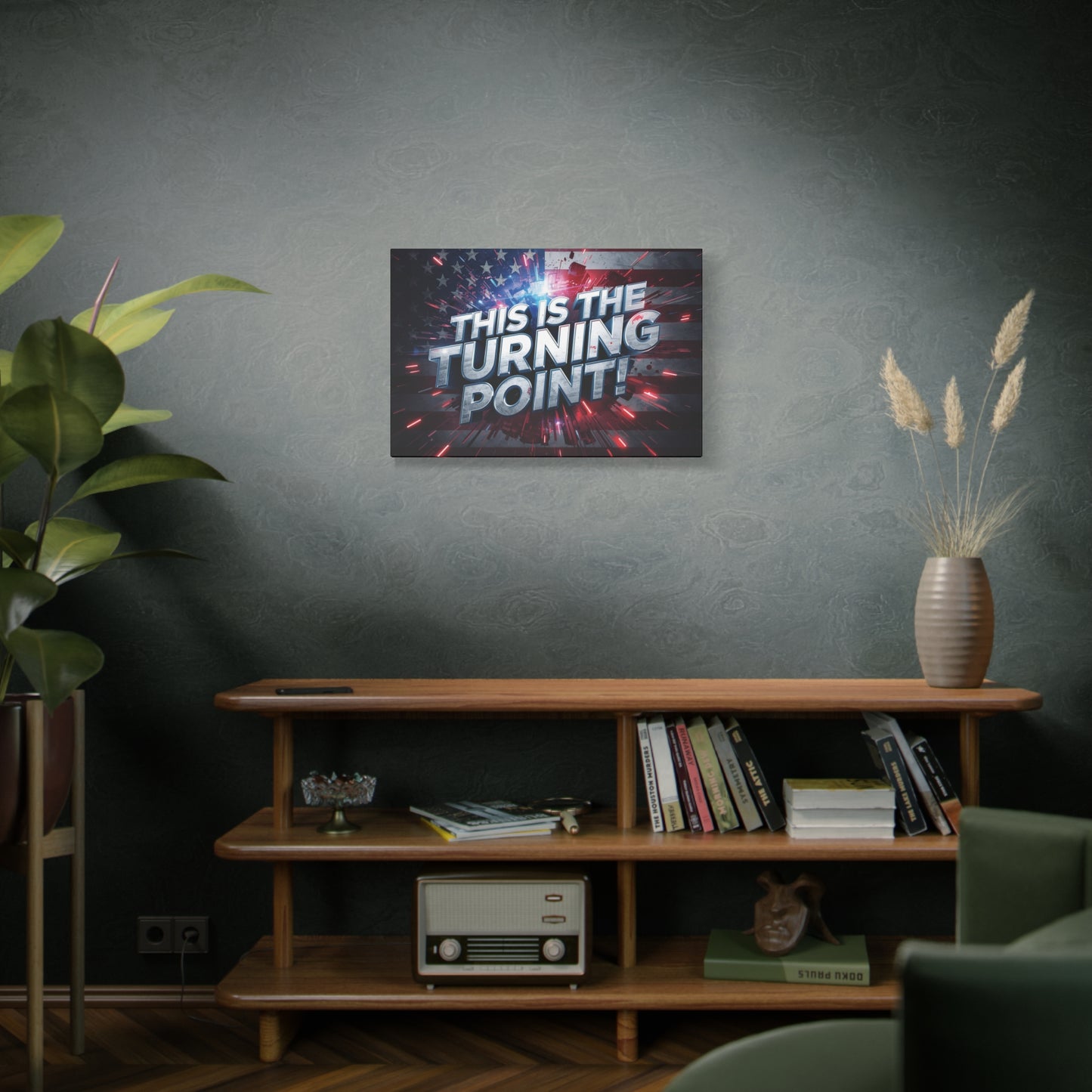 Canvas Print - Patriotic Wall Art - Stunning - Red White Blue - American Flag Backdrop - Charlie Kirk Inspired - This Is The Turning Point! - Multiple Sizes -