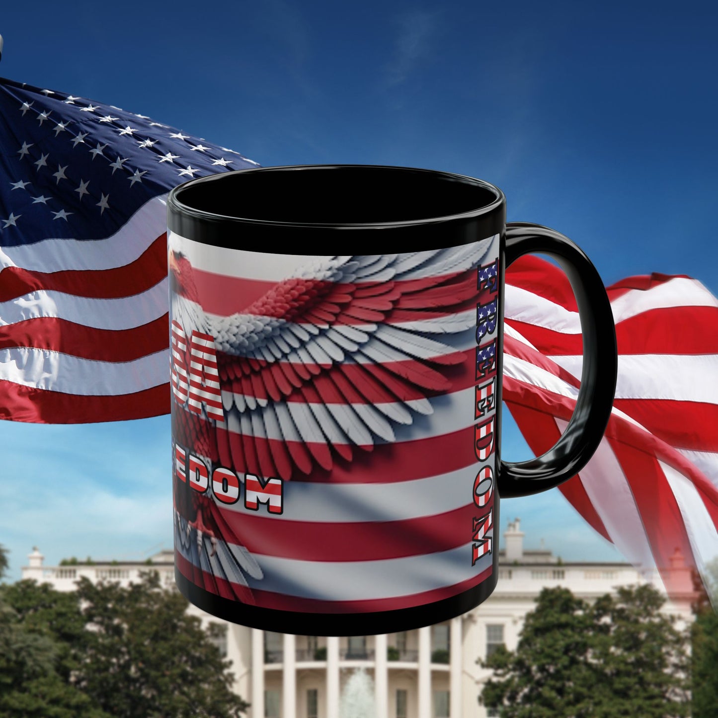 Mug - USA - Patriotic American Flag Eagle 11oz/15oz - Freedom - Red White & Blue