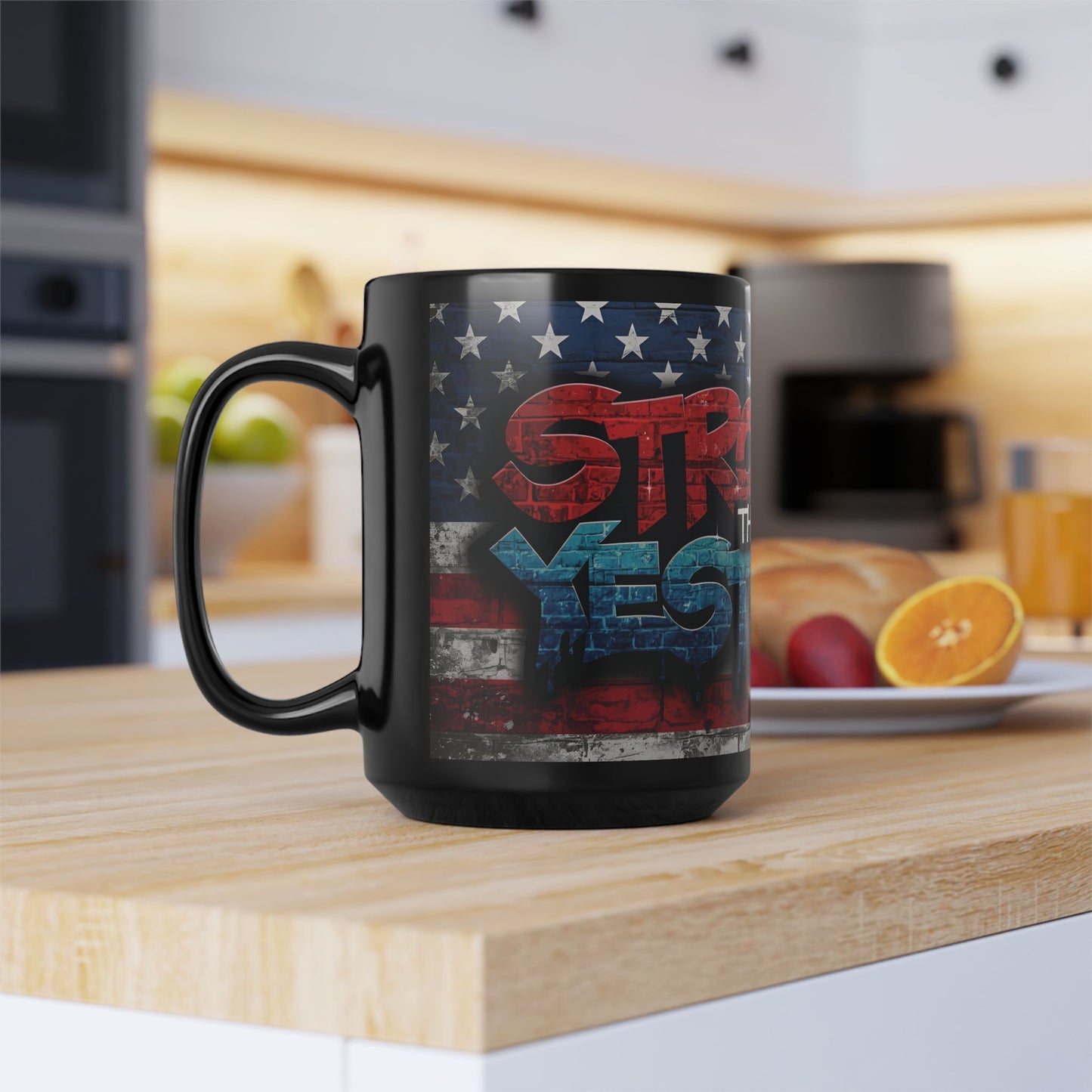 Eye-Catching - Motivational Patriotic Mug - Stronger Than Yesterday - Fitness Lover Gift - July 4th Independence Day Cup, 11oz